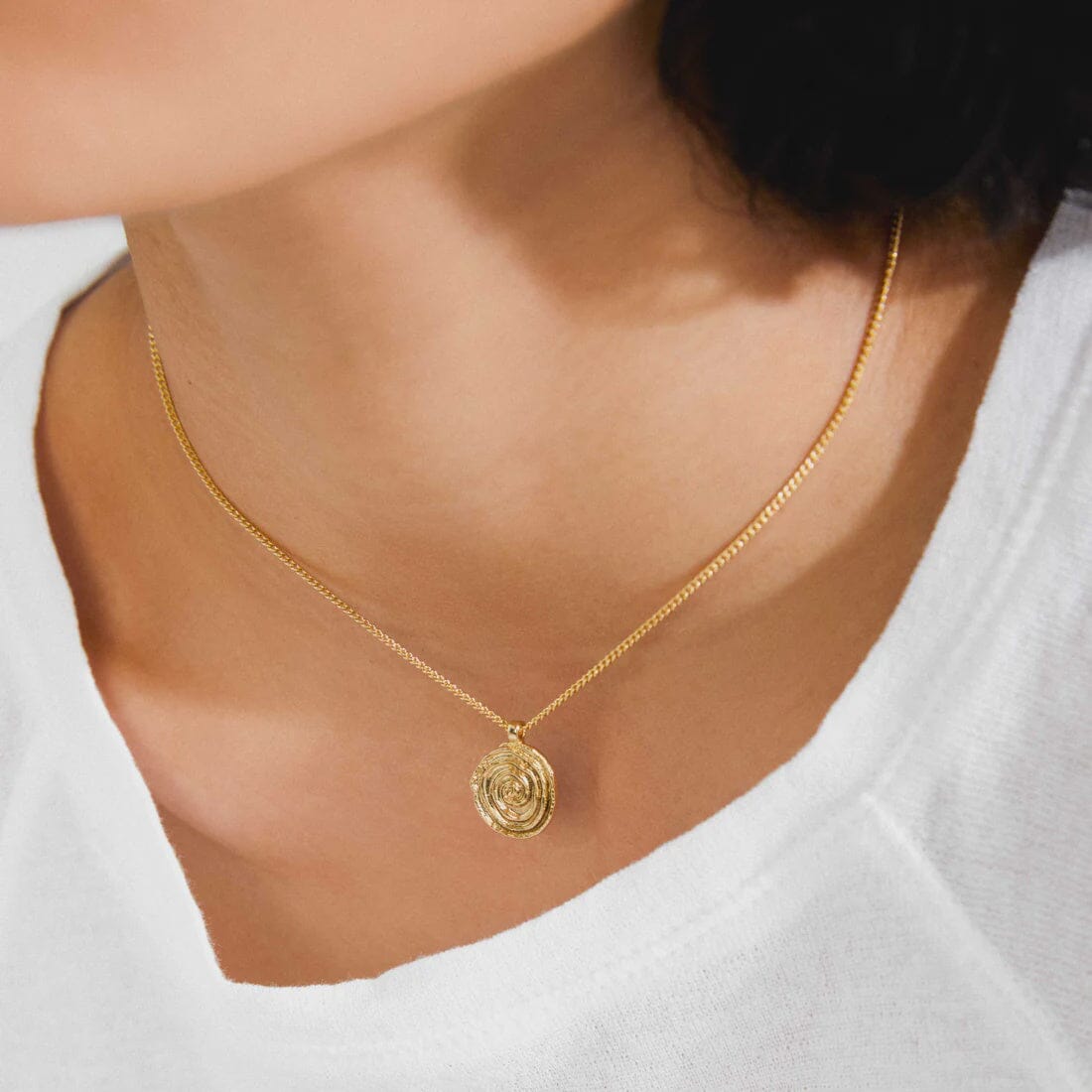 AIR SPIRAL COIN NECKLACE, PILGRIM, gold spiral necklace, gold coin necklace, gold plated necklace, spiral pendant necklace
