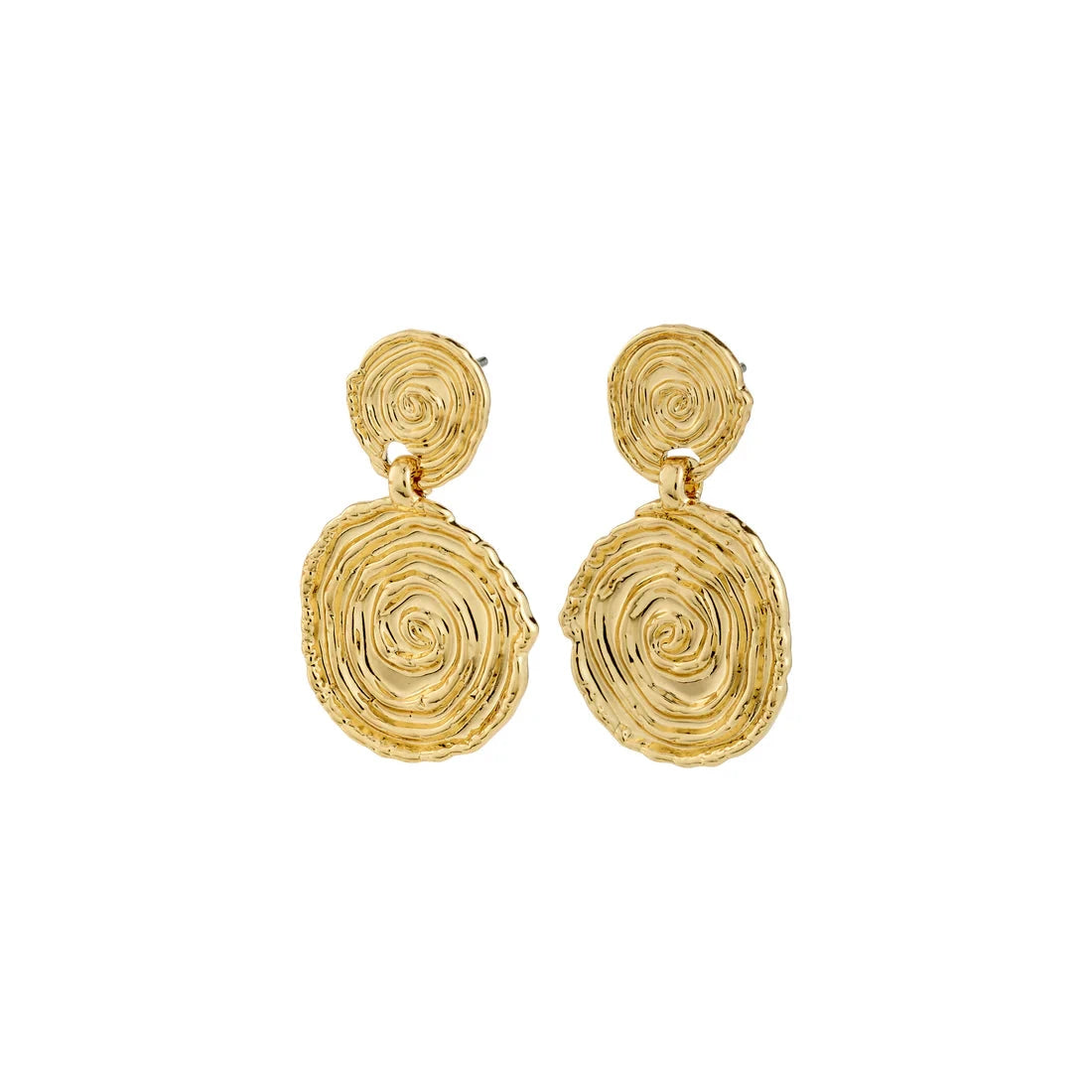 statement gold earrings, spiral disc earrings, modern gold earrings, sculptural gold earrings