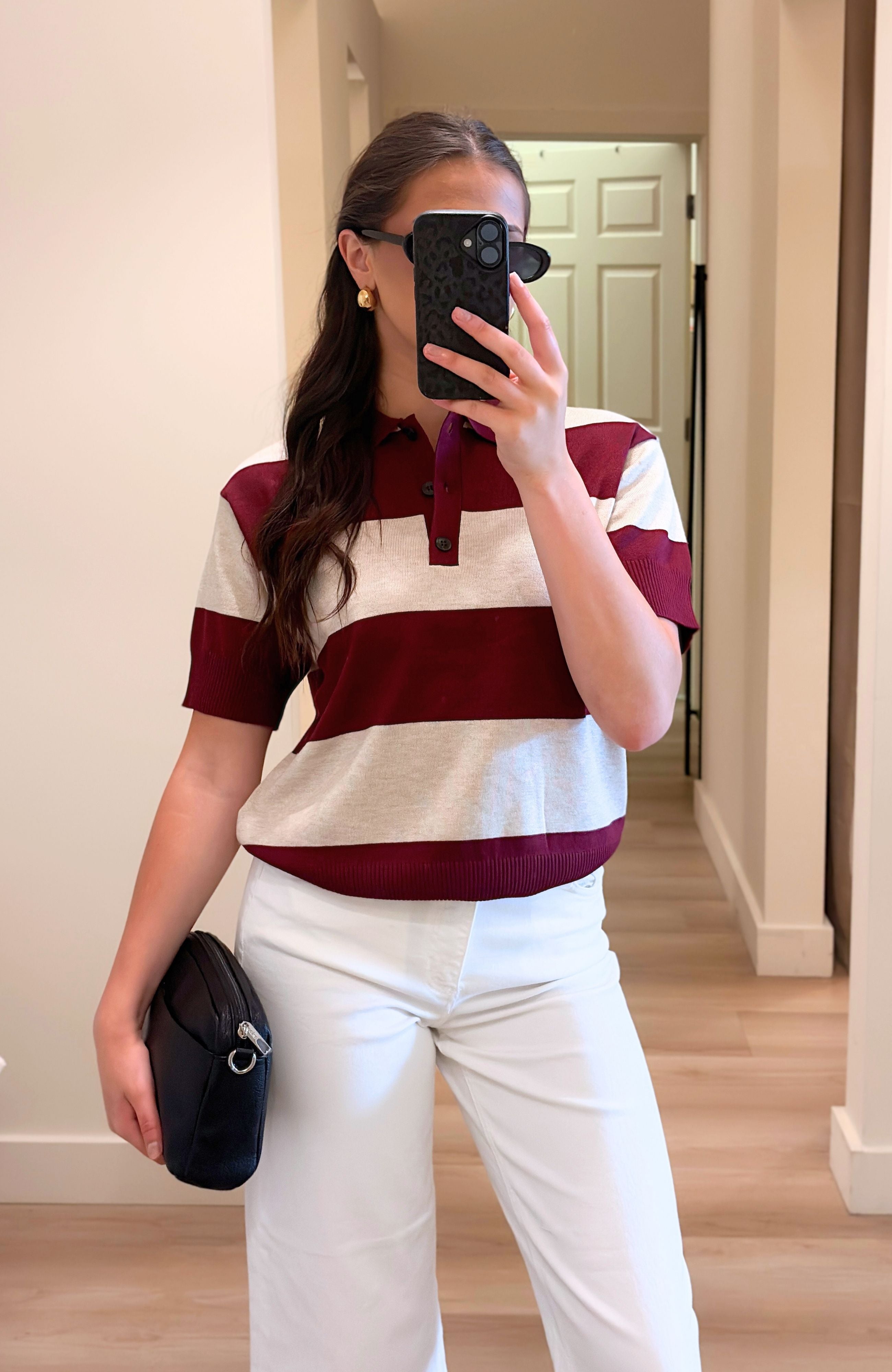 BURGUNDY STRIPE POLO