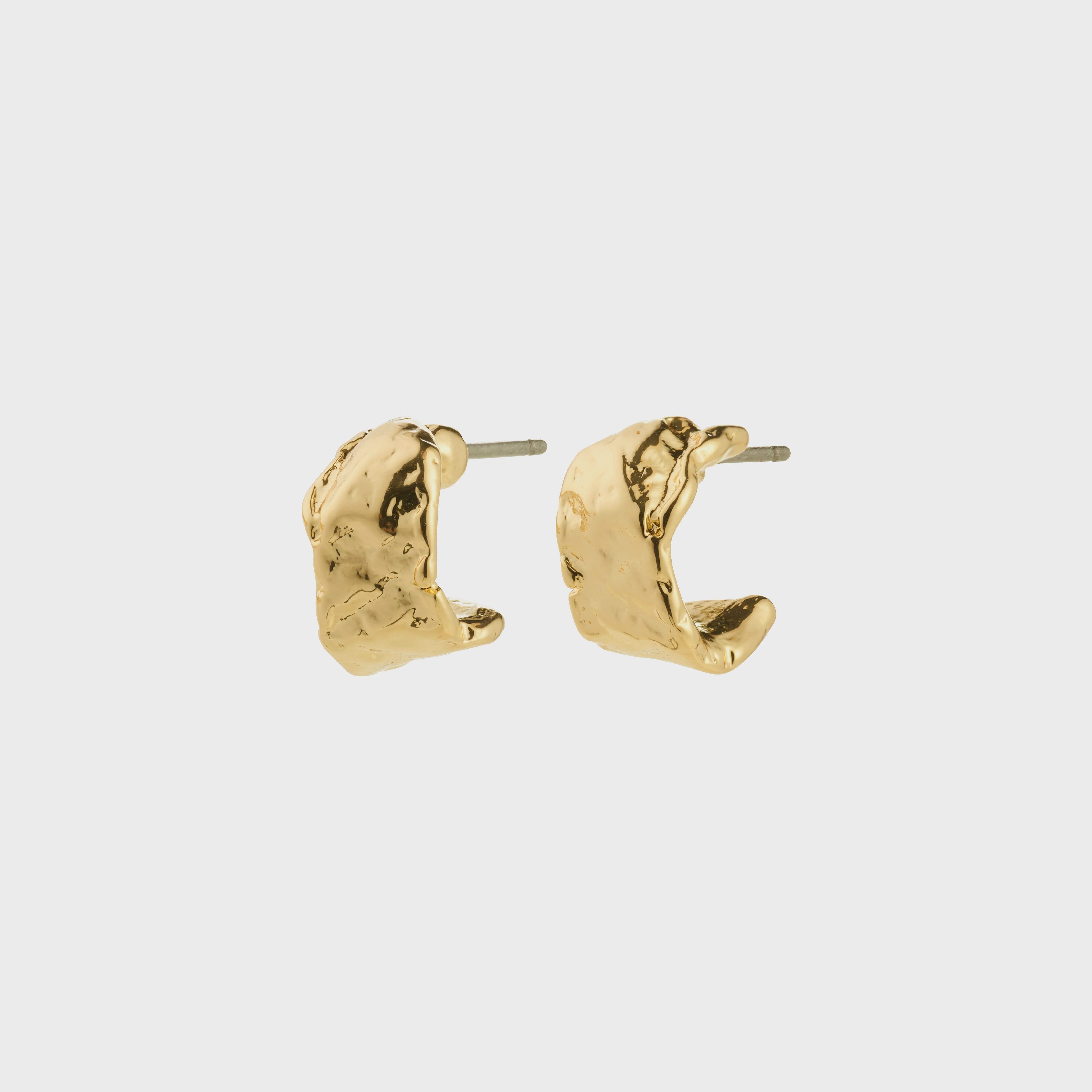 INSTANT GOLD EARRINGS, PILGRIM, molten gold earrings, sculptural gold studs