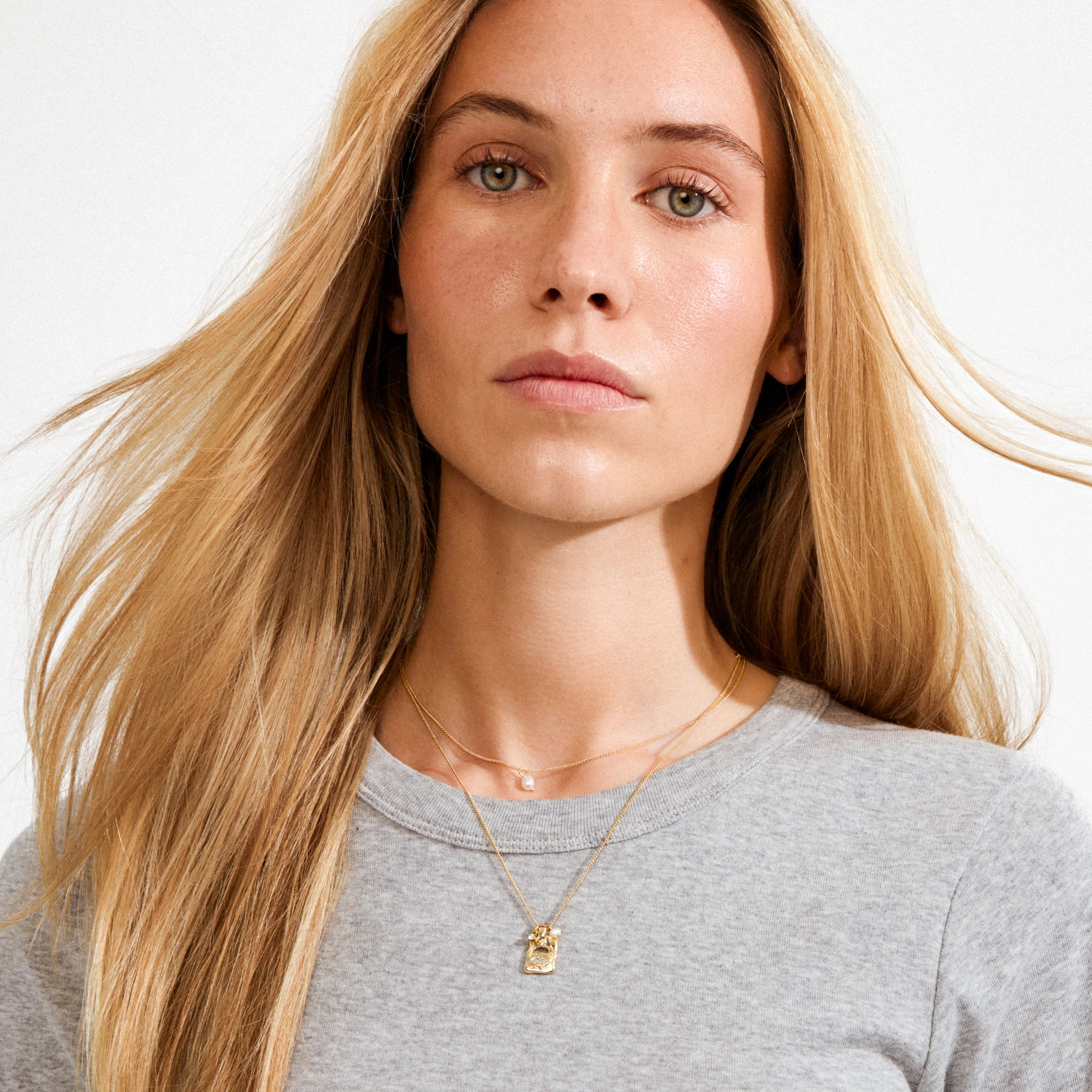 layered gold necklace, everyday gold necklace, gold charm necklace