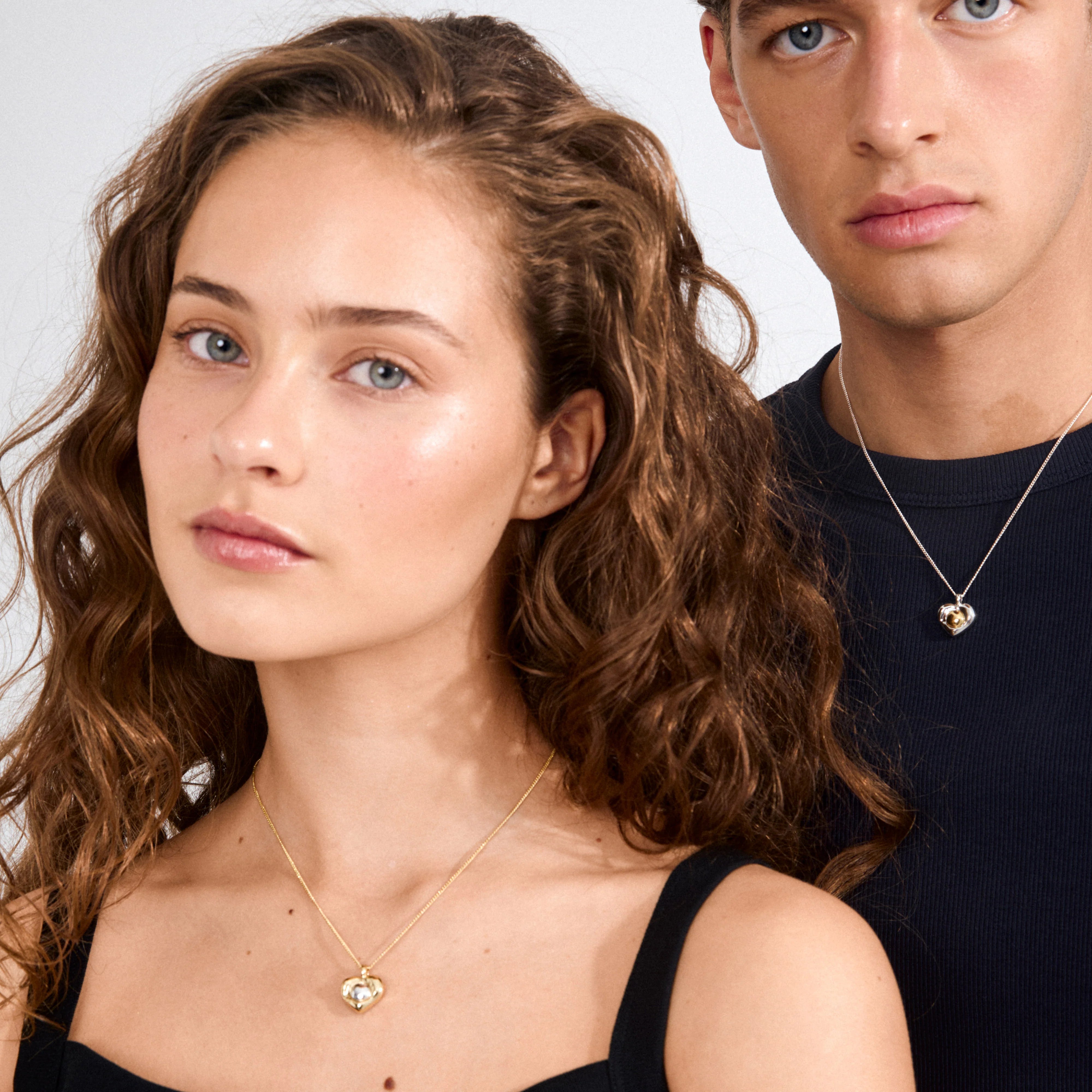cute gold necklace, trendy layered jewelry, everyday accessories for women, gold chain necklace, silver accent necklace, stylish heart necklace
