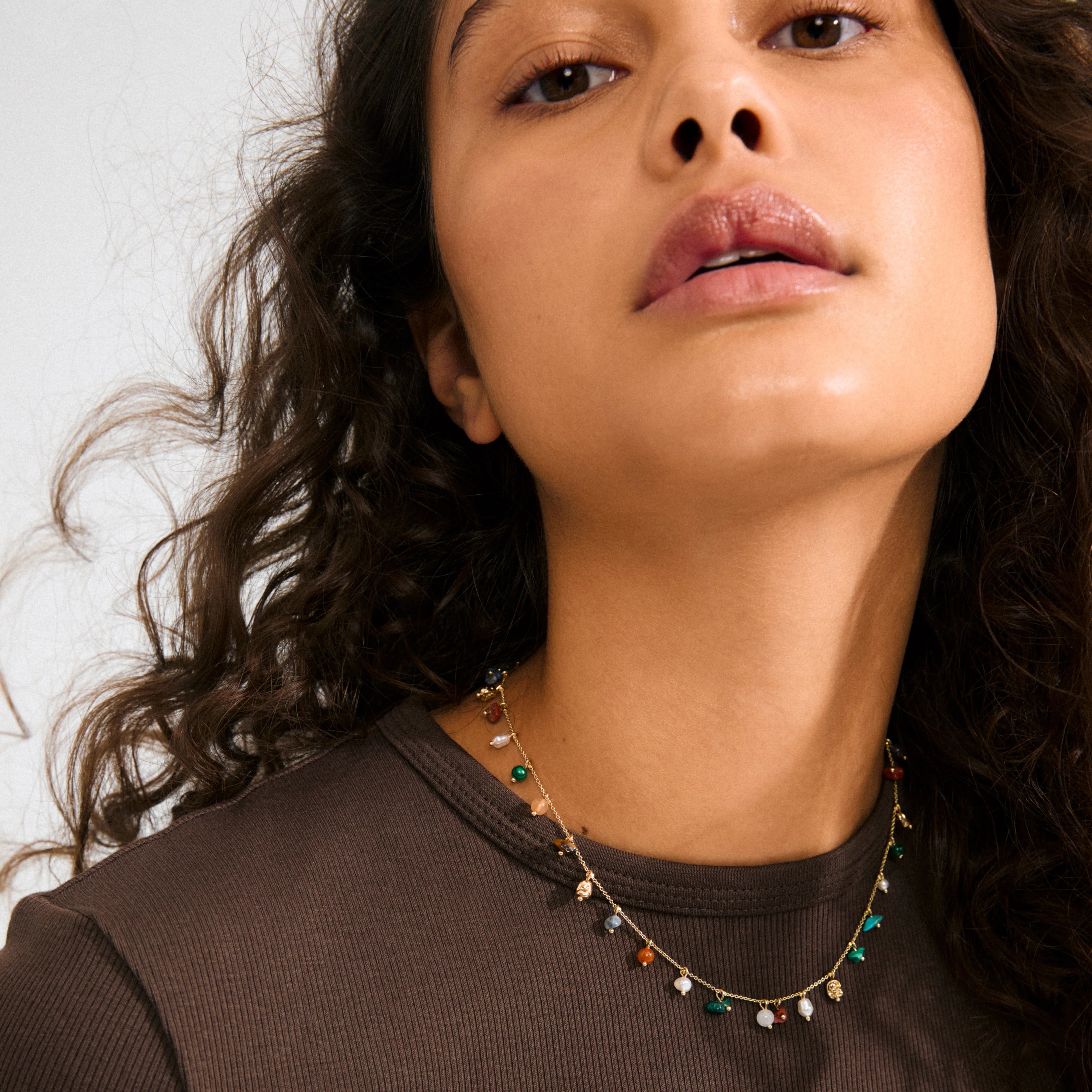 pilgrim, gold plated semi precious stone necklace, semi precious stone necklace women, colorful gemstone necklace, gold plated necklace women, beaded gemstone necklace, pearl and stone necklace, statement necklace women, layered necklace women, colorful jewelry women, women's gemstone jewelry