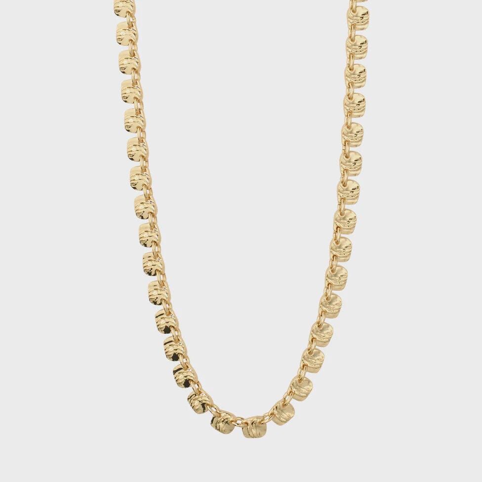 SENSE GOLD SQUARES NECKLACE, PILGRIM, gold squares necklace, chunky gold link necklace, textured chain necklace, modern gold jewelry