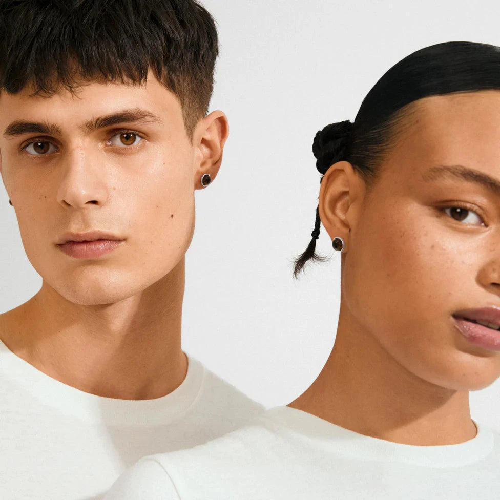 minimalist silver earrings, tiger eye jewelry, classic stud earrings