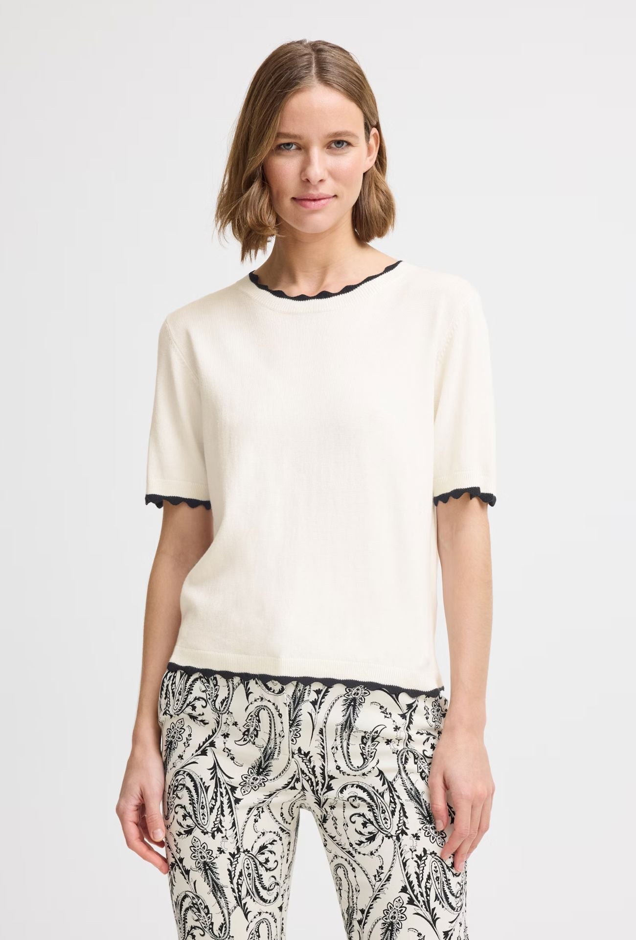 CONTRAST STITCH HEM KNIT TOP Top B YOUNG