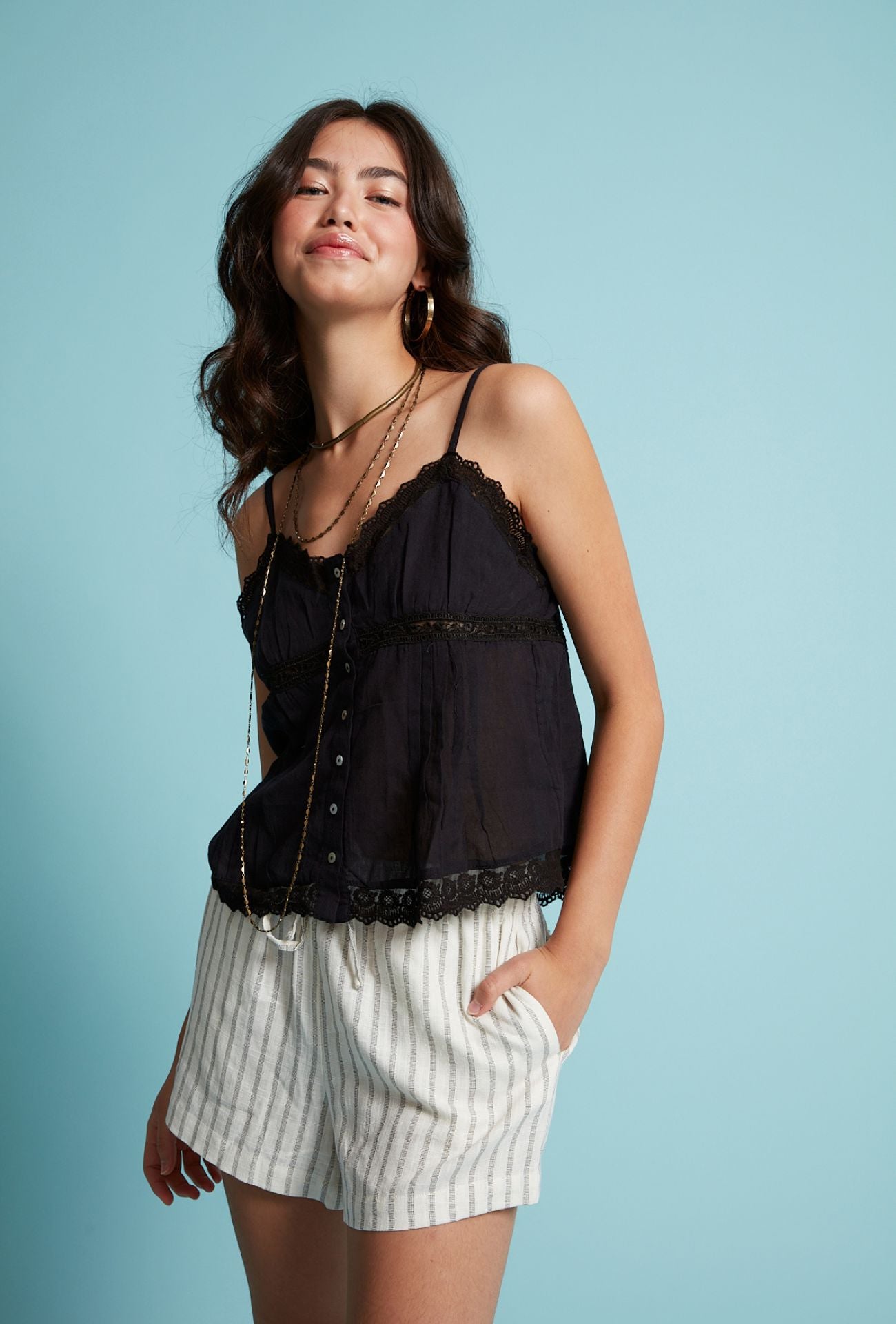 lace trim cami top