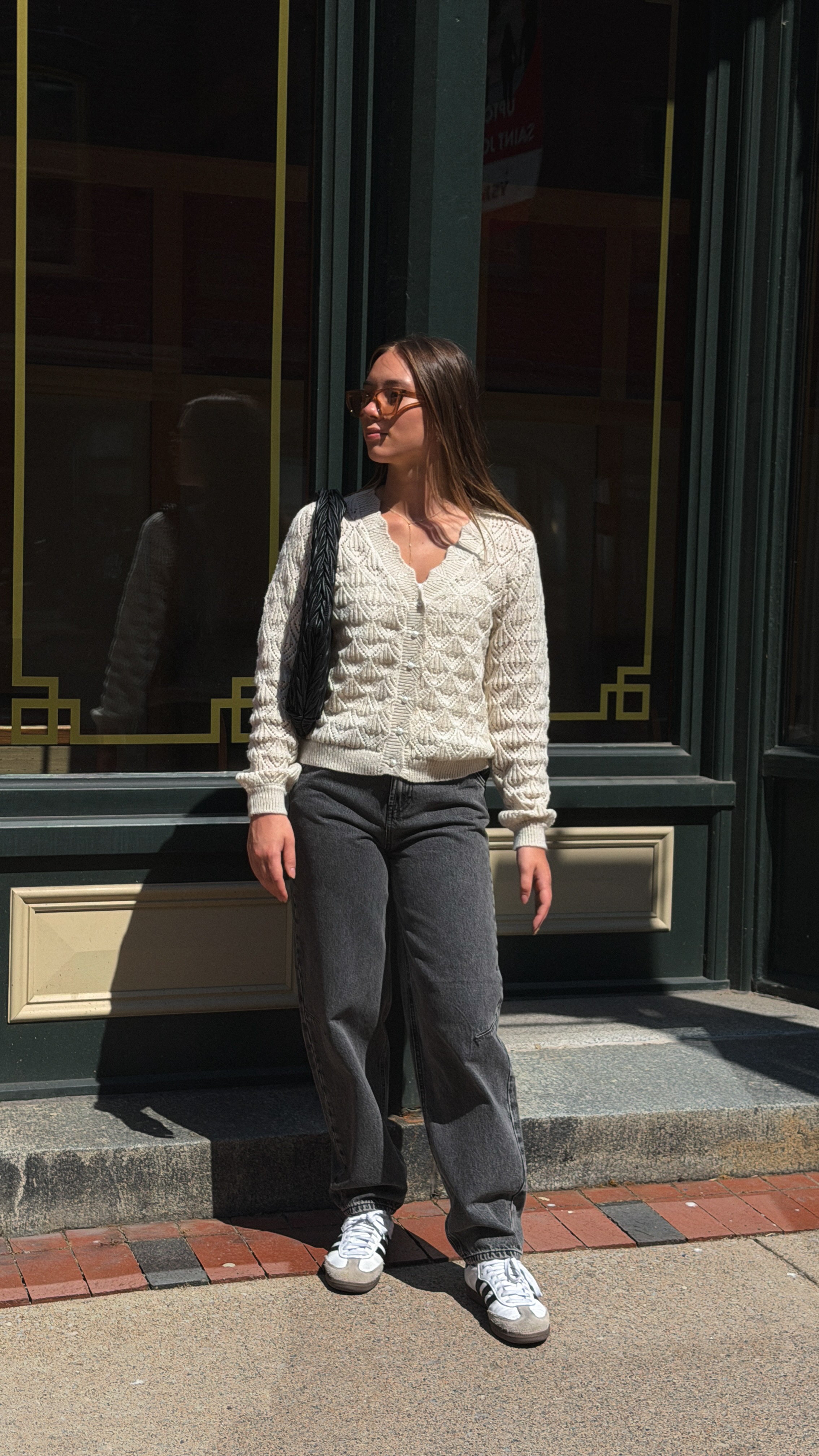 CREAM POINTELLE CARDIGAN
