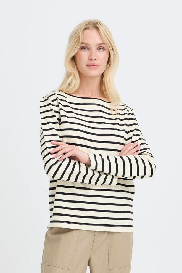 BOAT NECK STRIPE TOP, B YOUNG