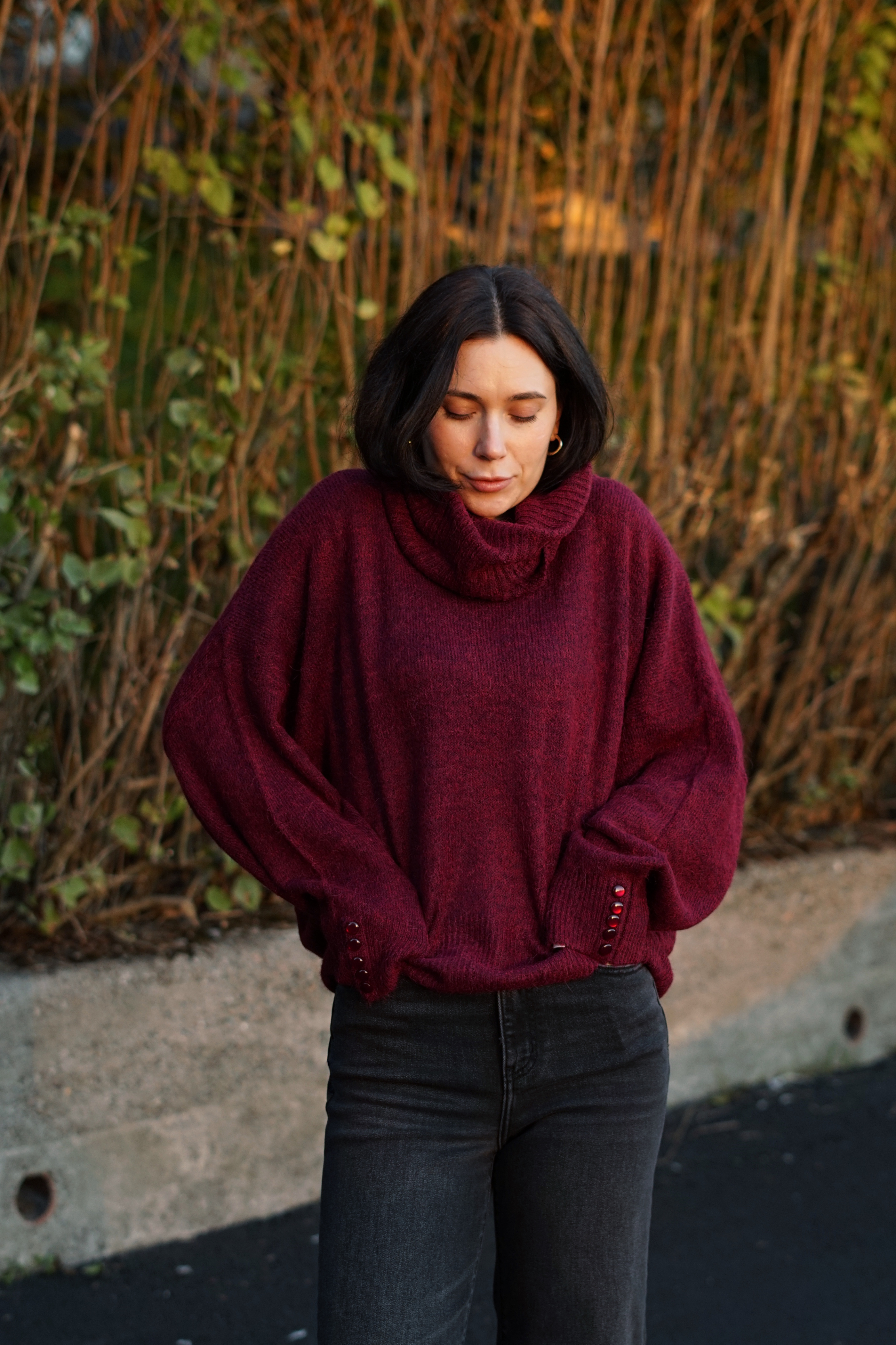 Sutton Cowl Neck Sweater- Burgundy