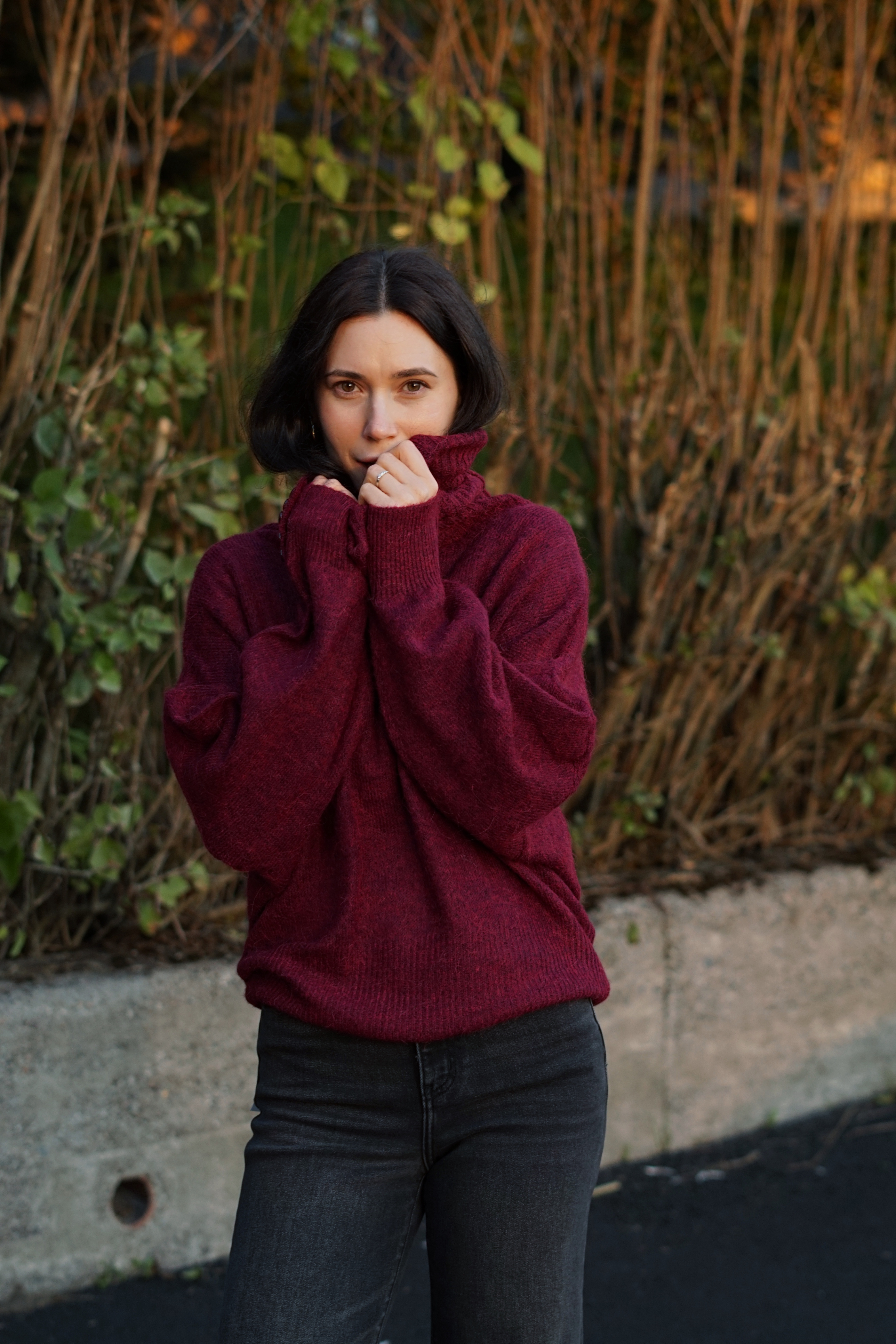 Sutton Cowl Neck Sweater- Burgundy