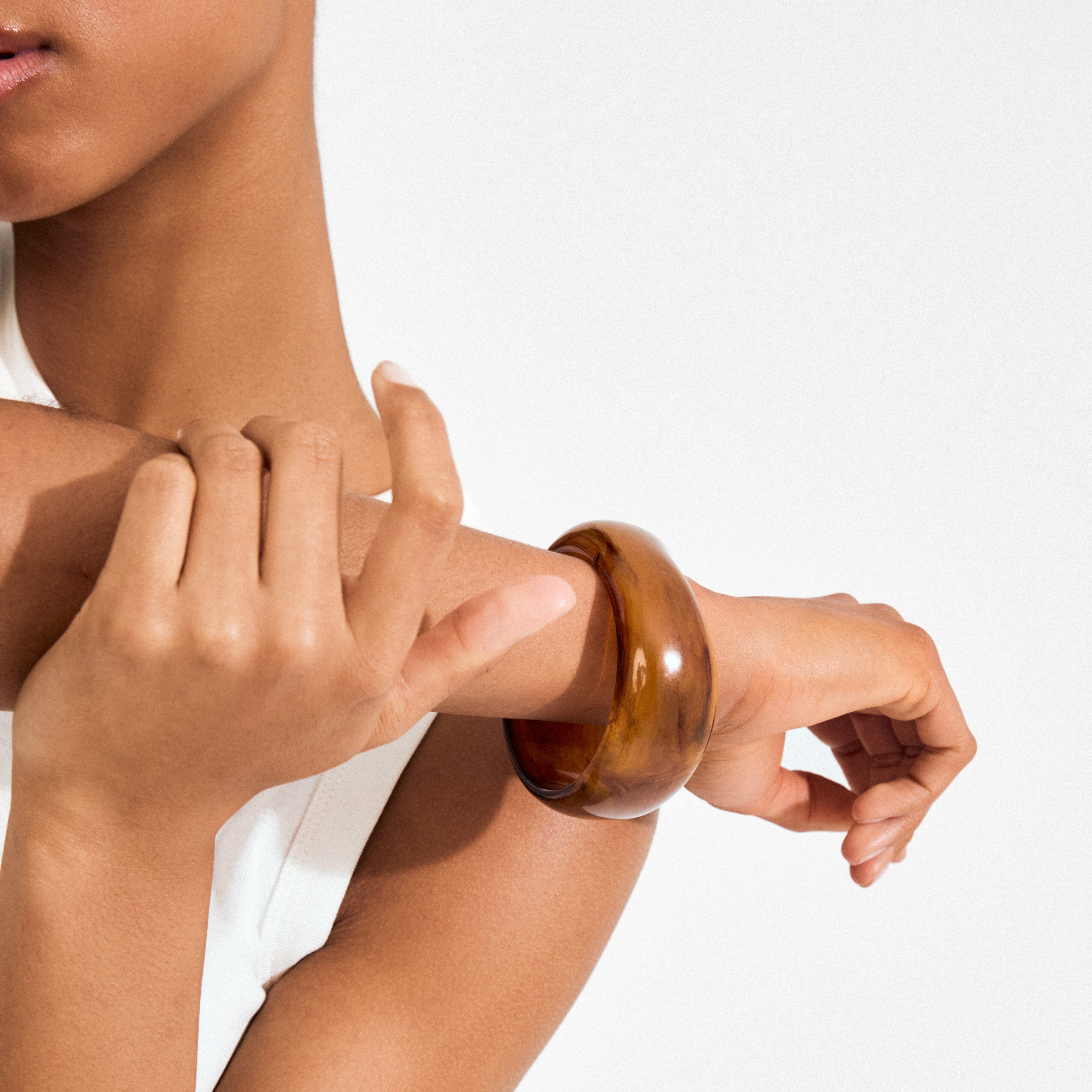 PILGRIM, brown statement bracelet, chunky brown bracelet women, bold bangle bracelet