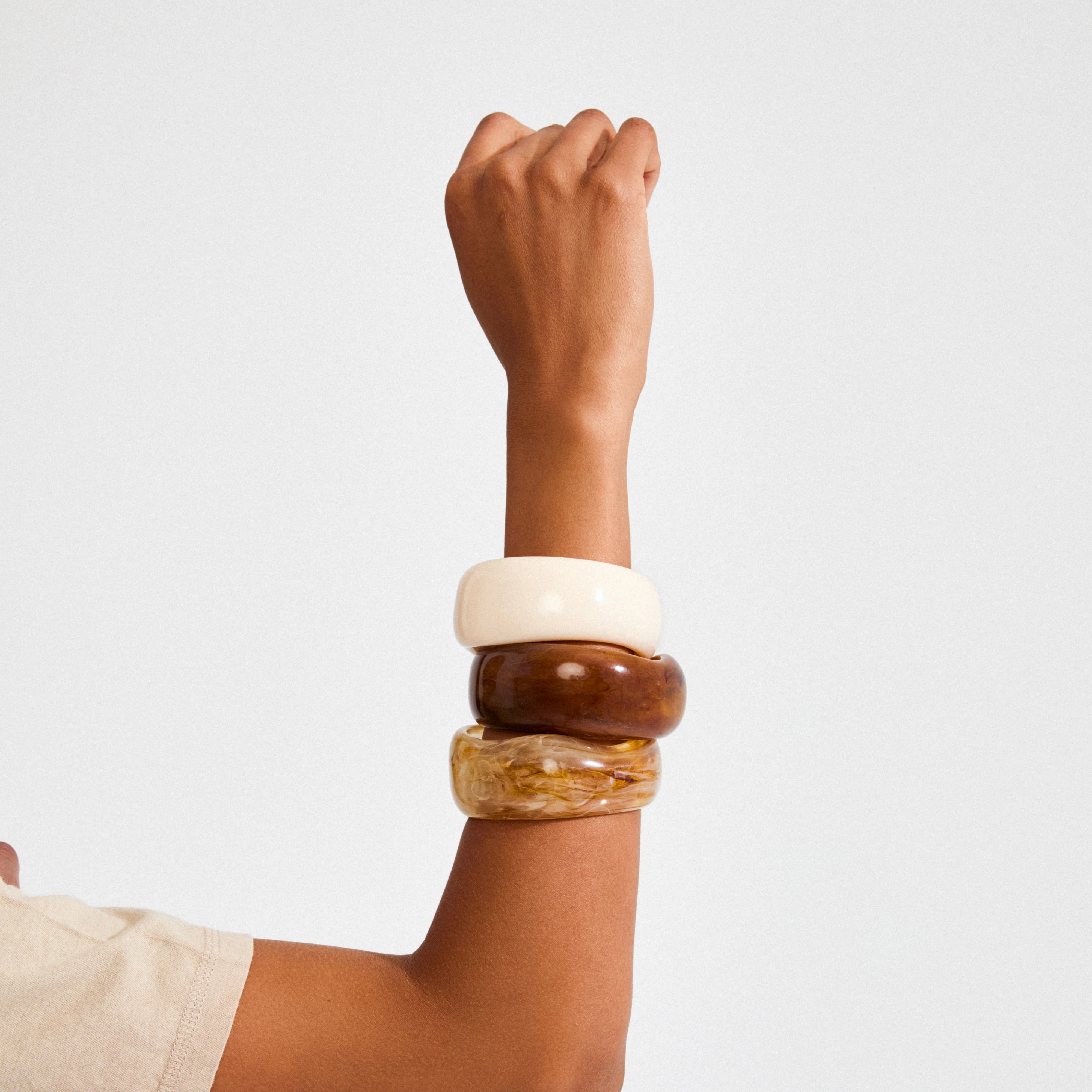 resin look bracelet, neutral tone bracelet, sculptural bracelet women