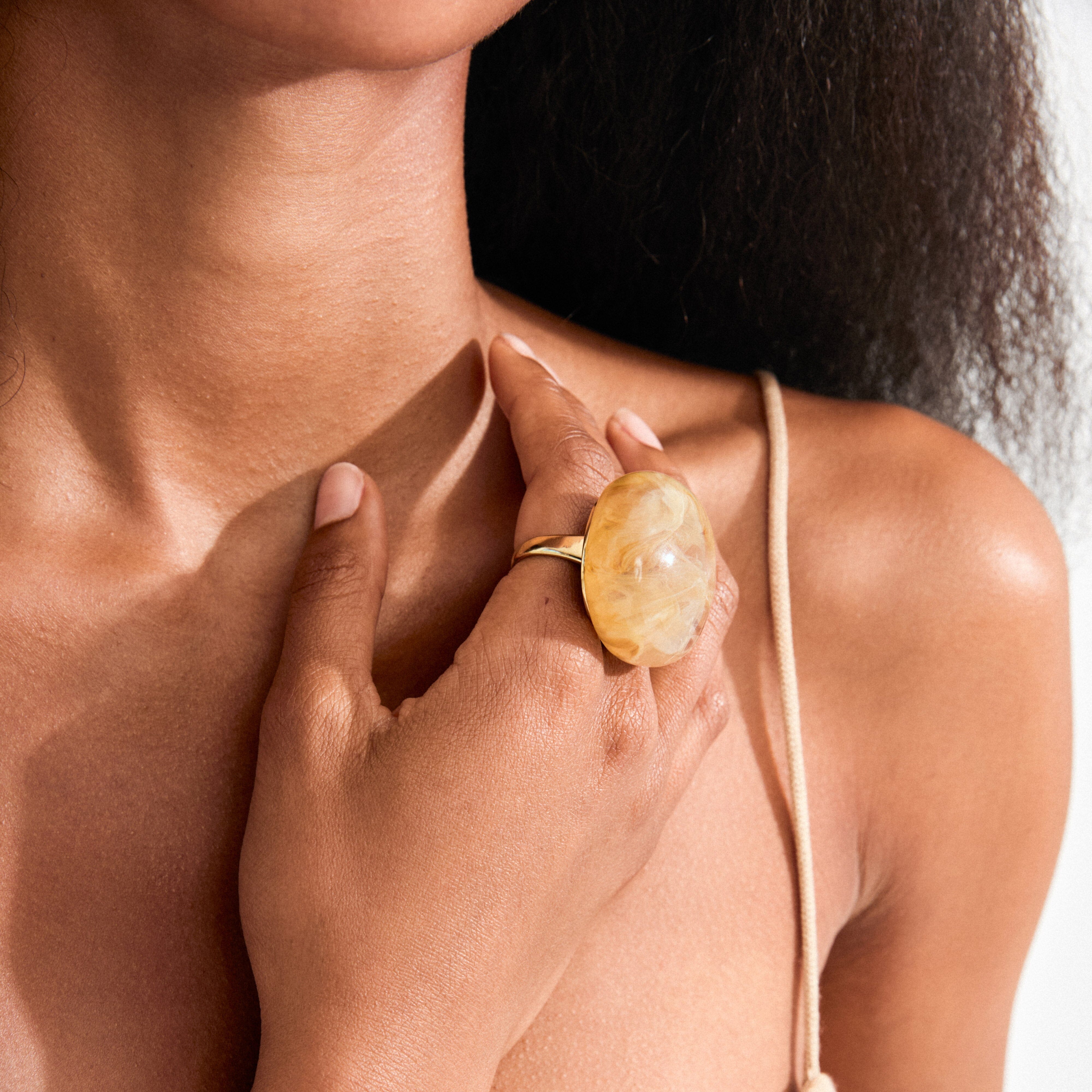 everyday gold plated jewelry, sculptural ring women, smooth finish ring