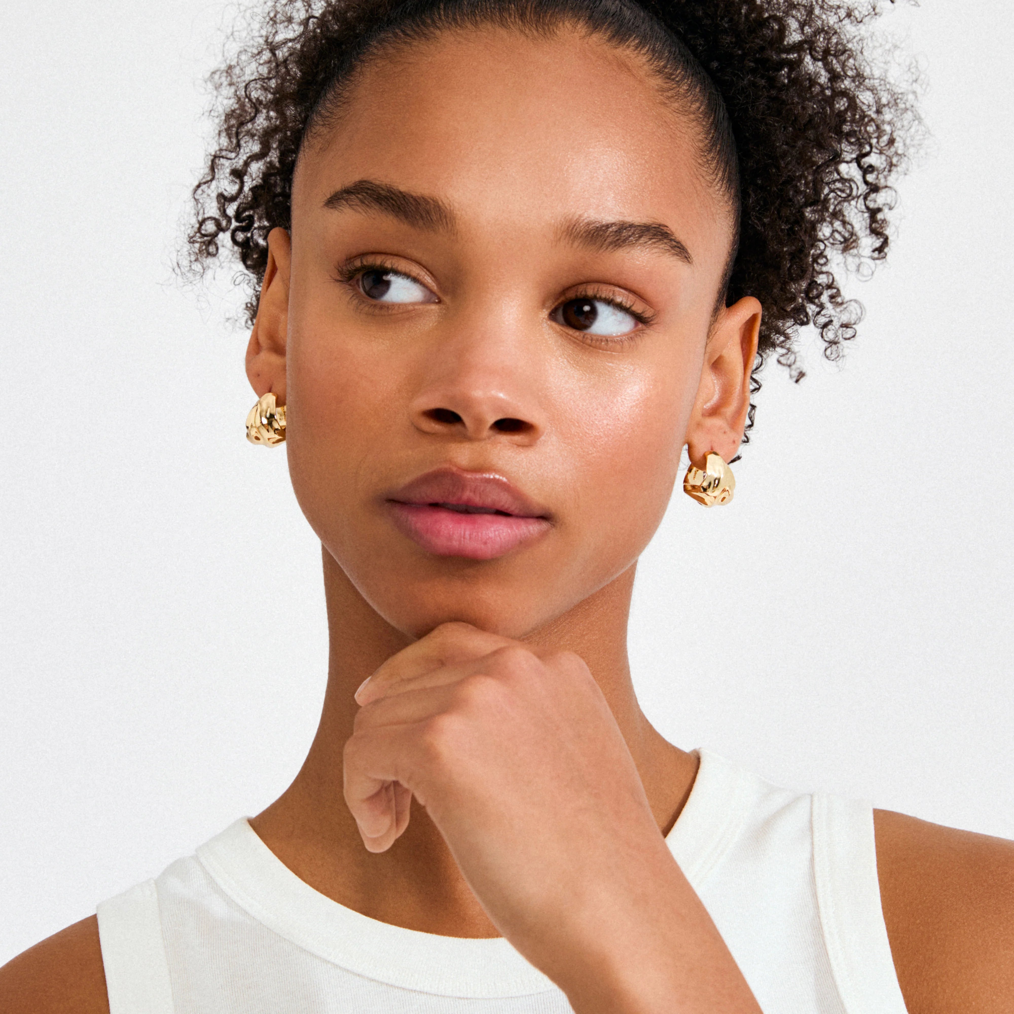 modern statement earrings, everyday gold plated jewelry, bold fashion earrings