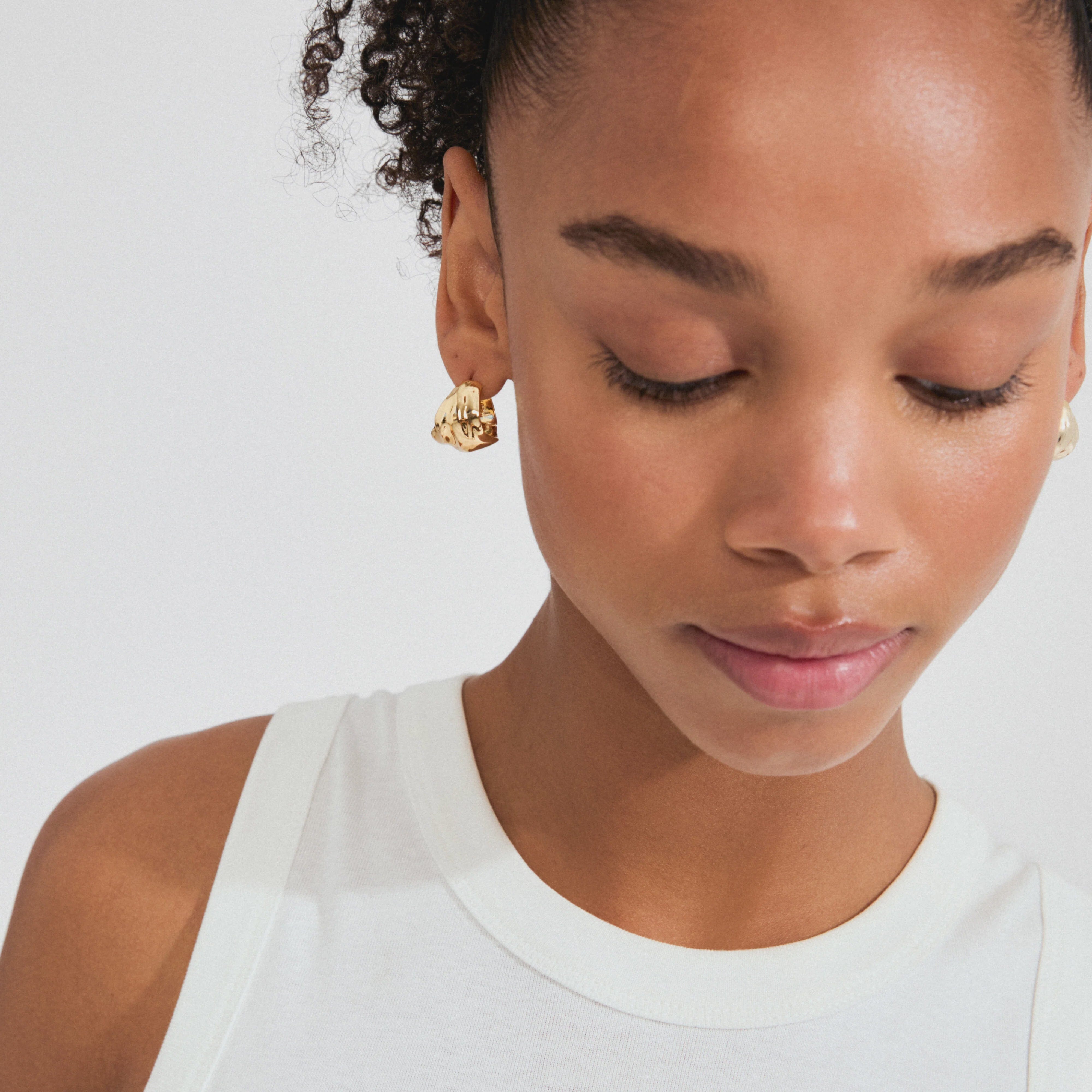 PILGRIM, gold plated statement earrings, sculptural gold earrings, chunky gold earrings women