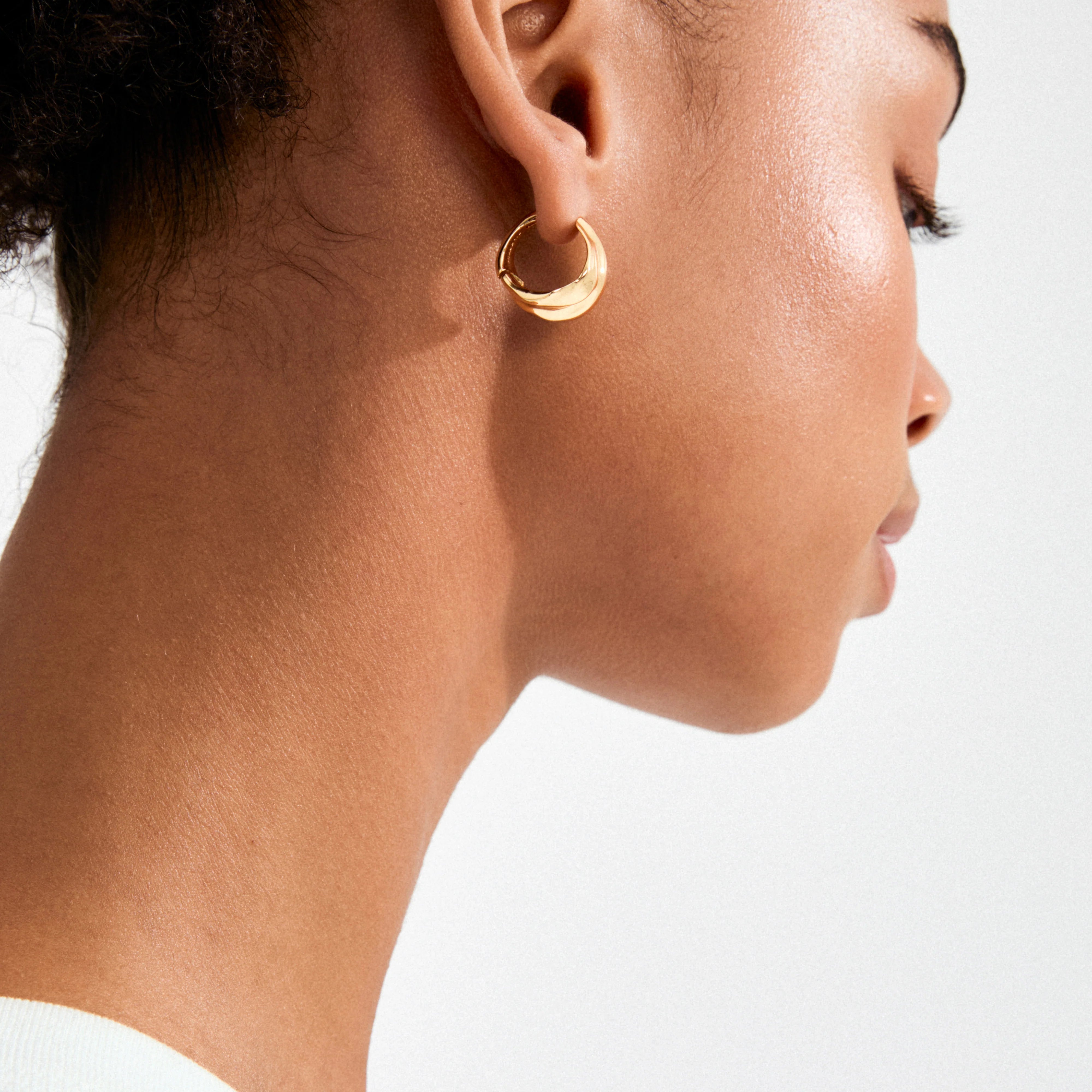 organic shape earrings, women’s gold plated earrings, high shine gold earrings
