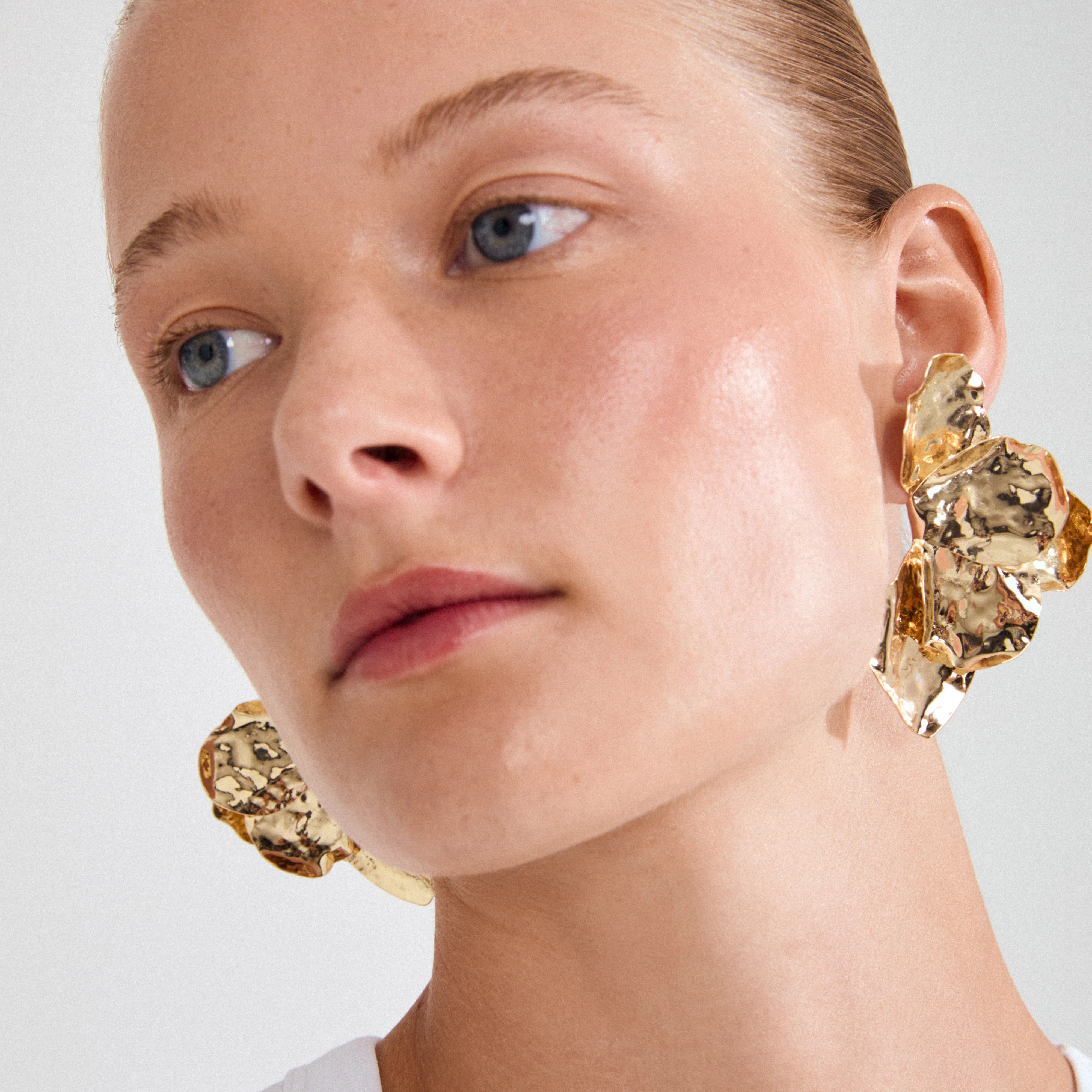 bold gold earrings, womens gold plated jewelry, modern statement earrings, chunky gold earrings