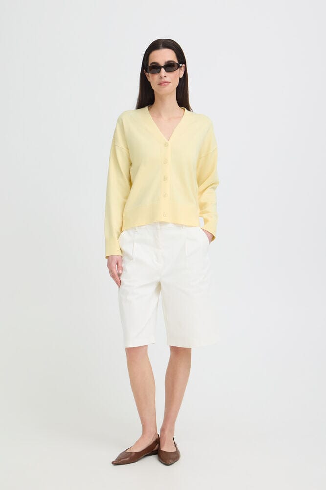 soft knit sweater yellow, button front cardigan yellow, women’s yellow cardigan outfit, neutral yellow cardigan