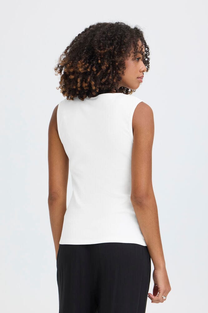 lightweight summer top white, womens casual top white, neutral outfit top, simple white sleeveless shirt