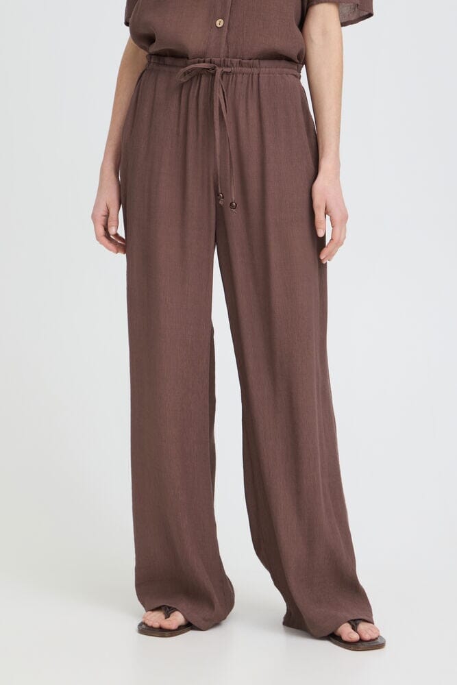 brown wide leg pants women, drawstring pants womens, french roast pants women, lightweight summer pants women