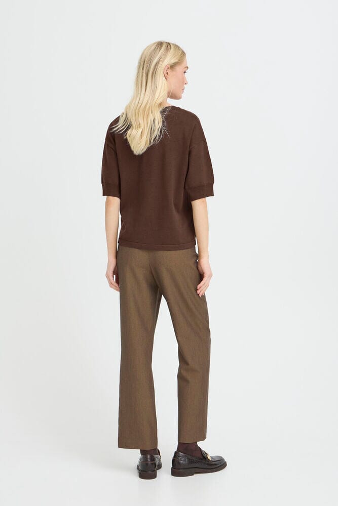 lightweight sweater top women, earthy tone womens knitwear, comfortable knit top women, neutral capsule wardrobe clothing, modern womens knit top, LORDON java knit top