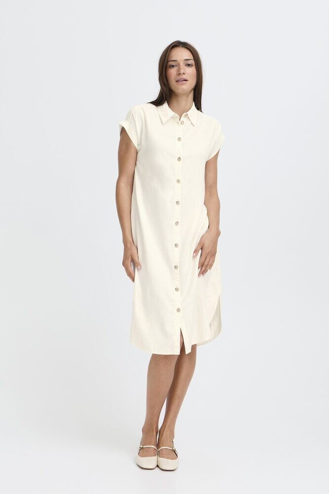 cream shirt dress women, neutral shirt dress outfit, white button front dress, casual shirt dress women, summer cream dress outfit, collared midi dress neutral, relaxed fit shirt dress