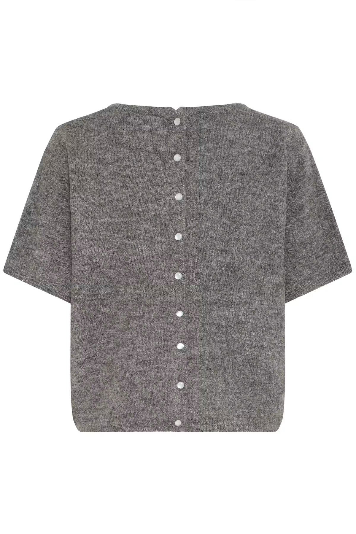 BACK BUTTON KNIT TEE (GREY)