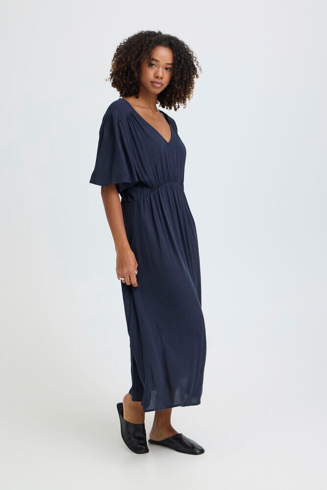 navy casual dress, breathable summer dress