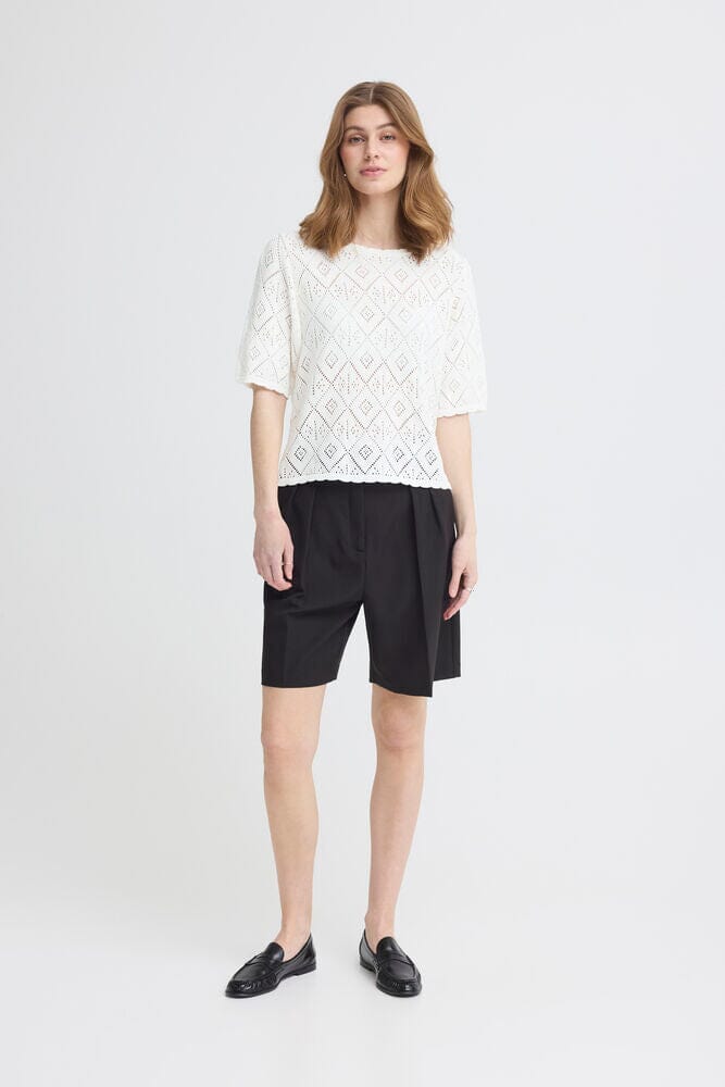 breathable knit shirt women, romantic knit top, textured knit blouse, womens cream top