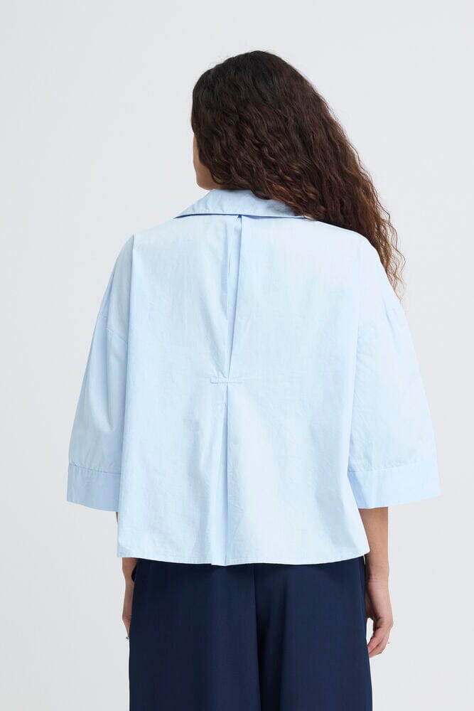 casual oversized shirt women, blue blouse women, wide sleeve shirt women, trendy button down shirt 2026