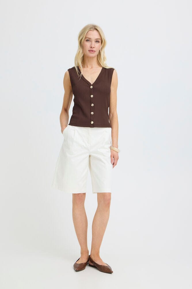 chocolate brown knit top, sleeveless ribbed vest women, trendy brown tank top women