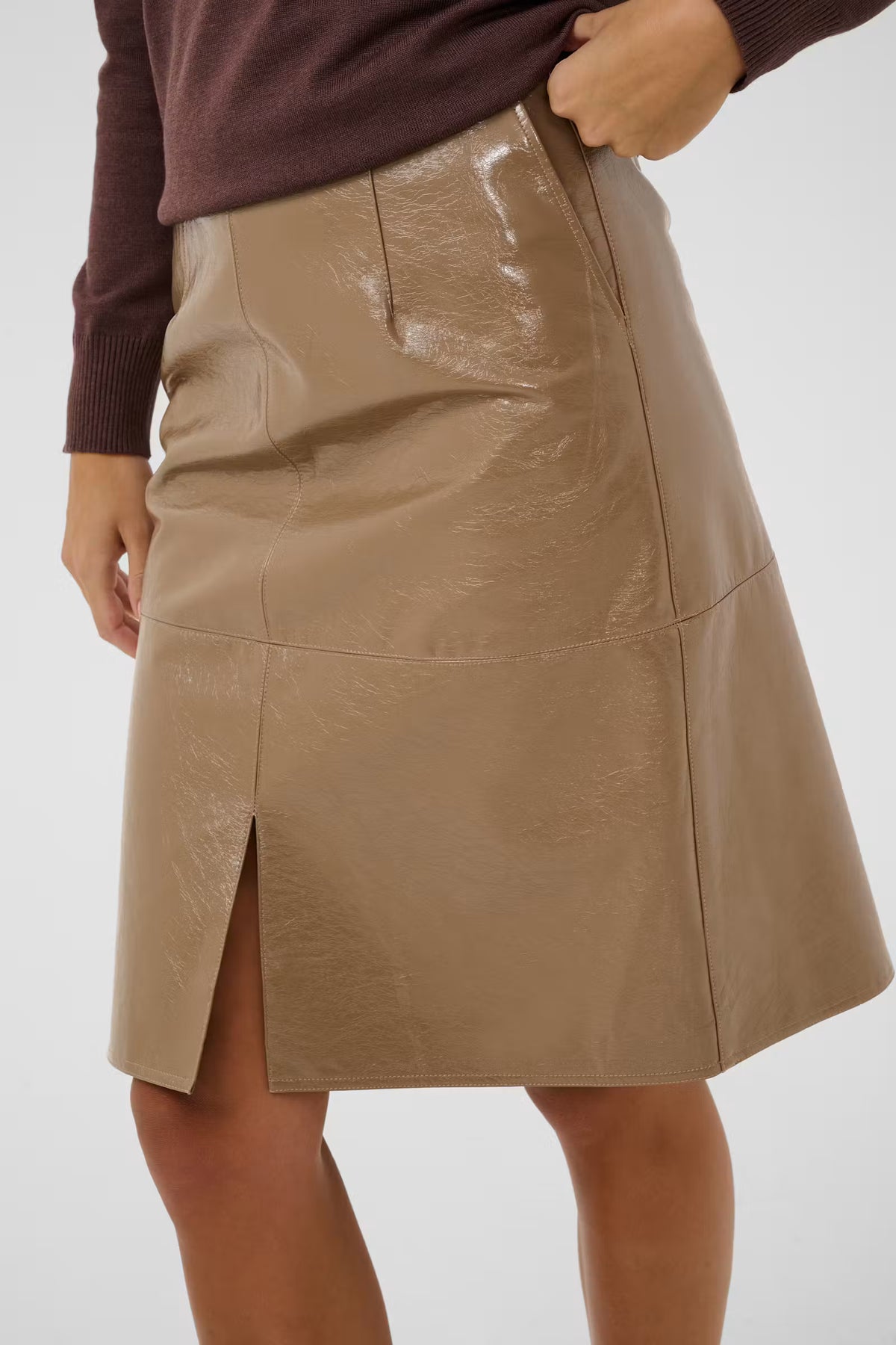 VEDA COATED MIDI SKIRT