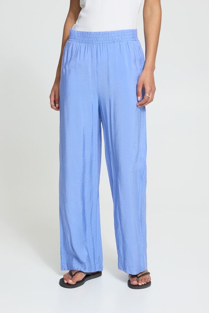 blue elastic waist pants, wide leg pants women blue, comfortable summer pants women