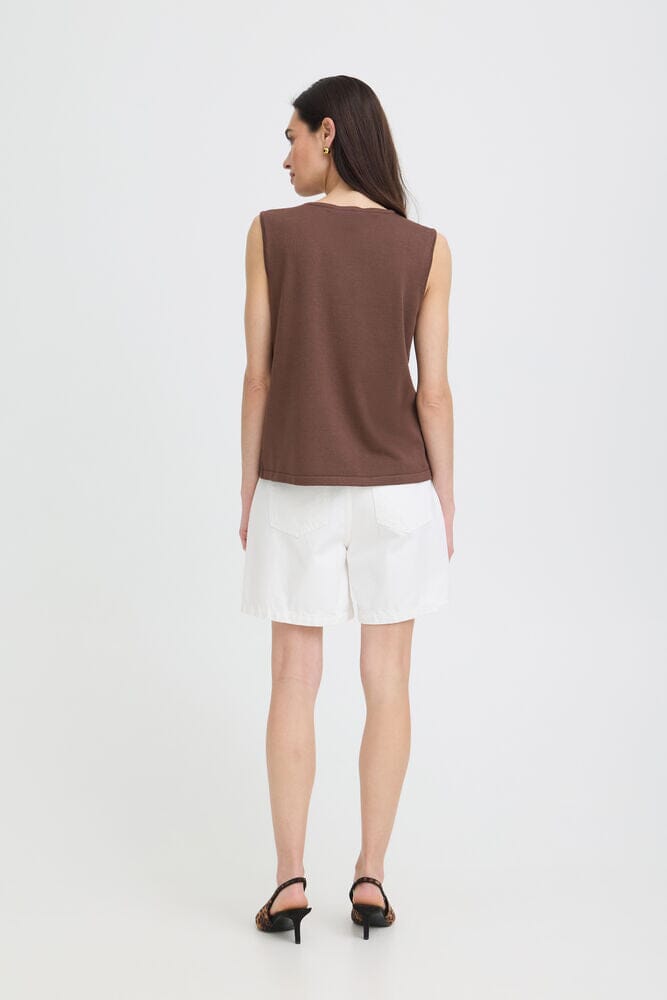 trendy neutral womens clothing, coffee brown sleeveless top, versatile womens shell top, everyday sleeveless top women, classy brown summer top, LORDON brown sleeveless top