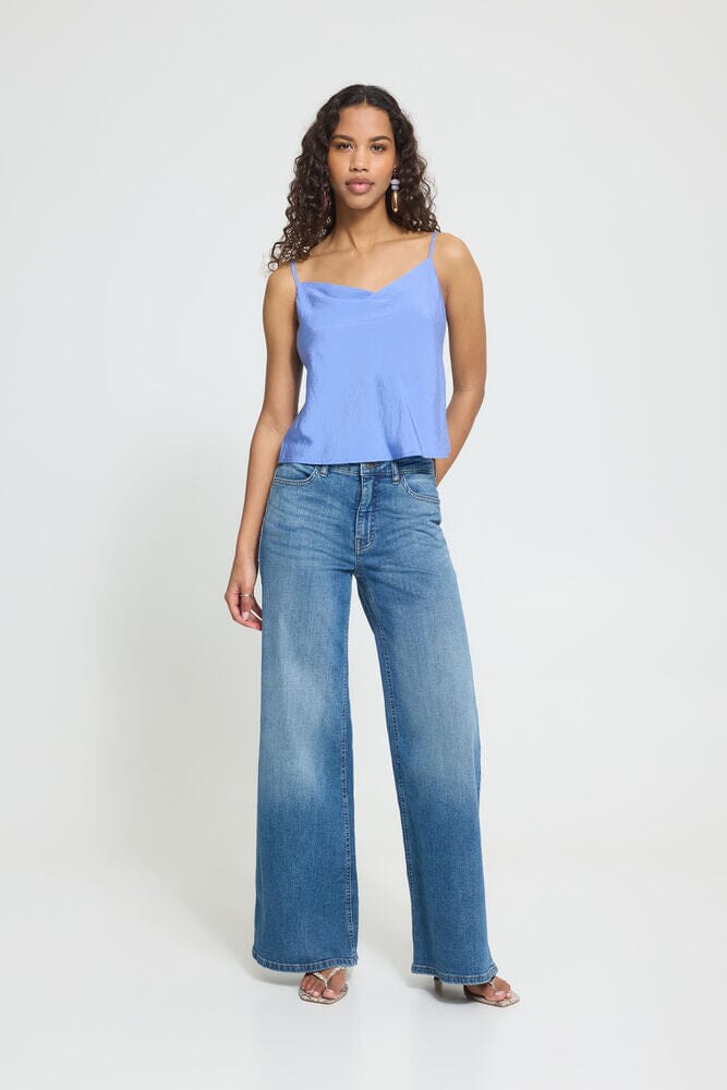 lightweight summer tank blue, blue satin tank outfit, dressy casual tank top, flowy camisole women blue