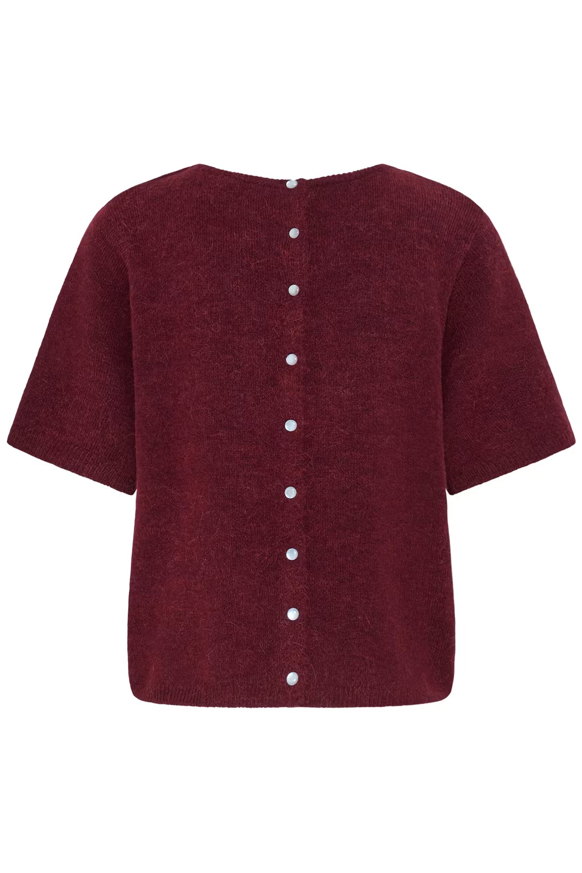 BACK BUTTON KNIT TEE (BURGUNDY)