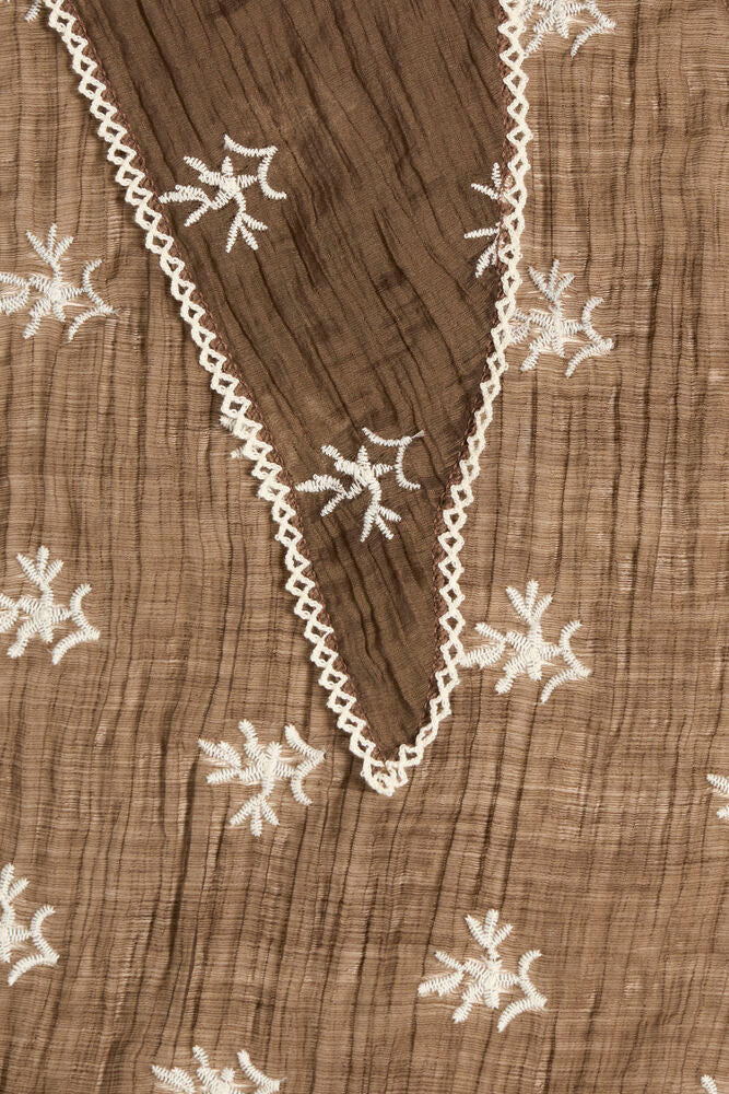 brown embroidered neck scarf