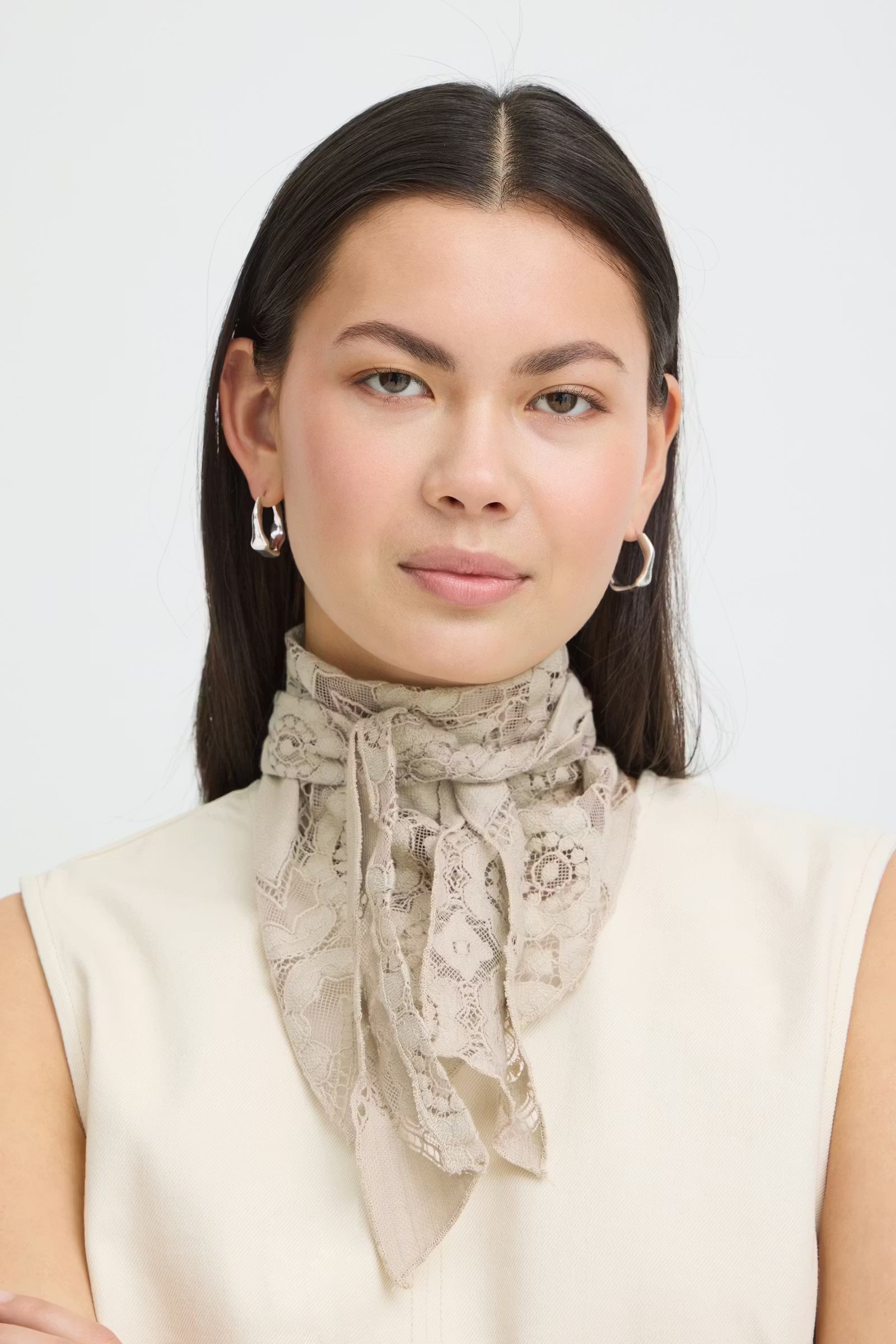 European style neck scarf women, textured lace scarf women, minimalist feminine scarf women, fashion neck scarf lace women
