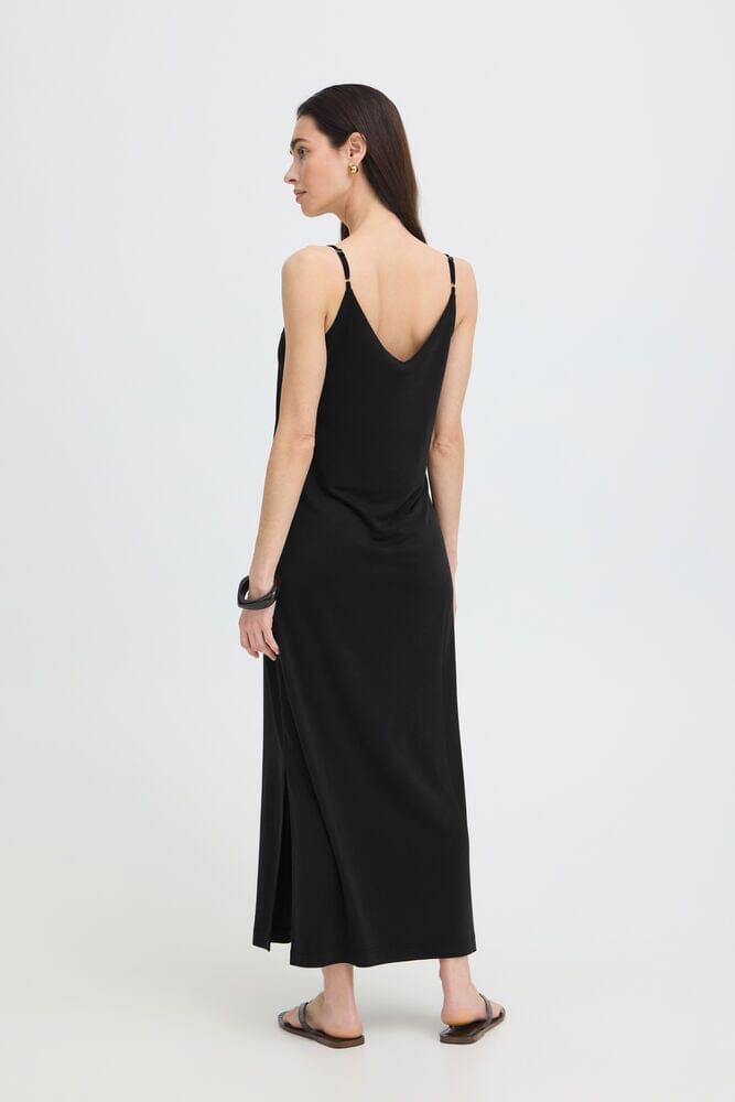 trendy black midi dress, everyday black summer dress, polished casual womens dress, black dress for dinner outfit