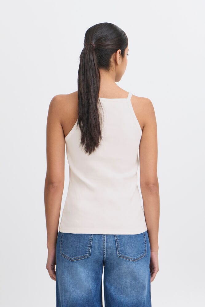 white knit tank women, sleek sleeveless top women, classic white ribbed top, LORDON white ribbed square neck tank