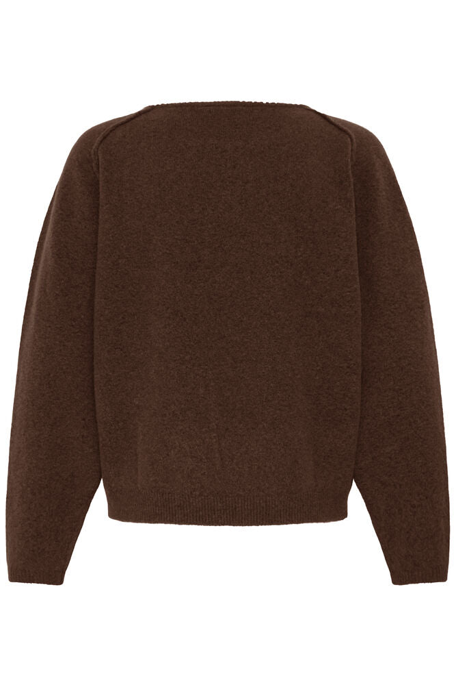 CHOCOLATE CREWNECK KNIT SWEATER