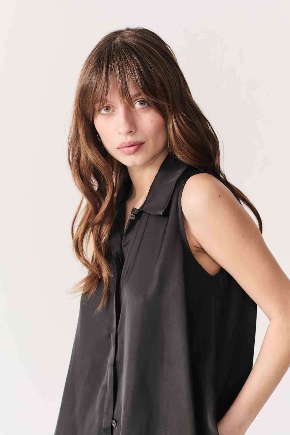 RACHEL SILKY SHIRT IN , DELUC