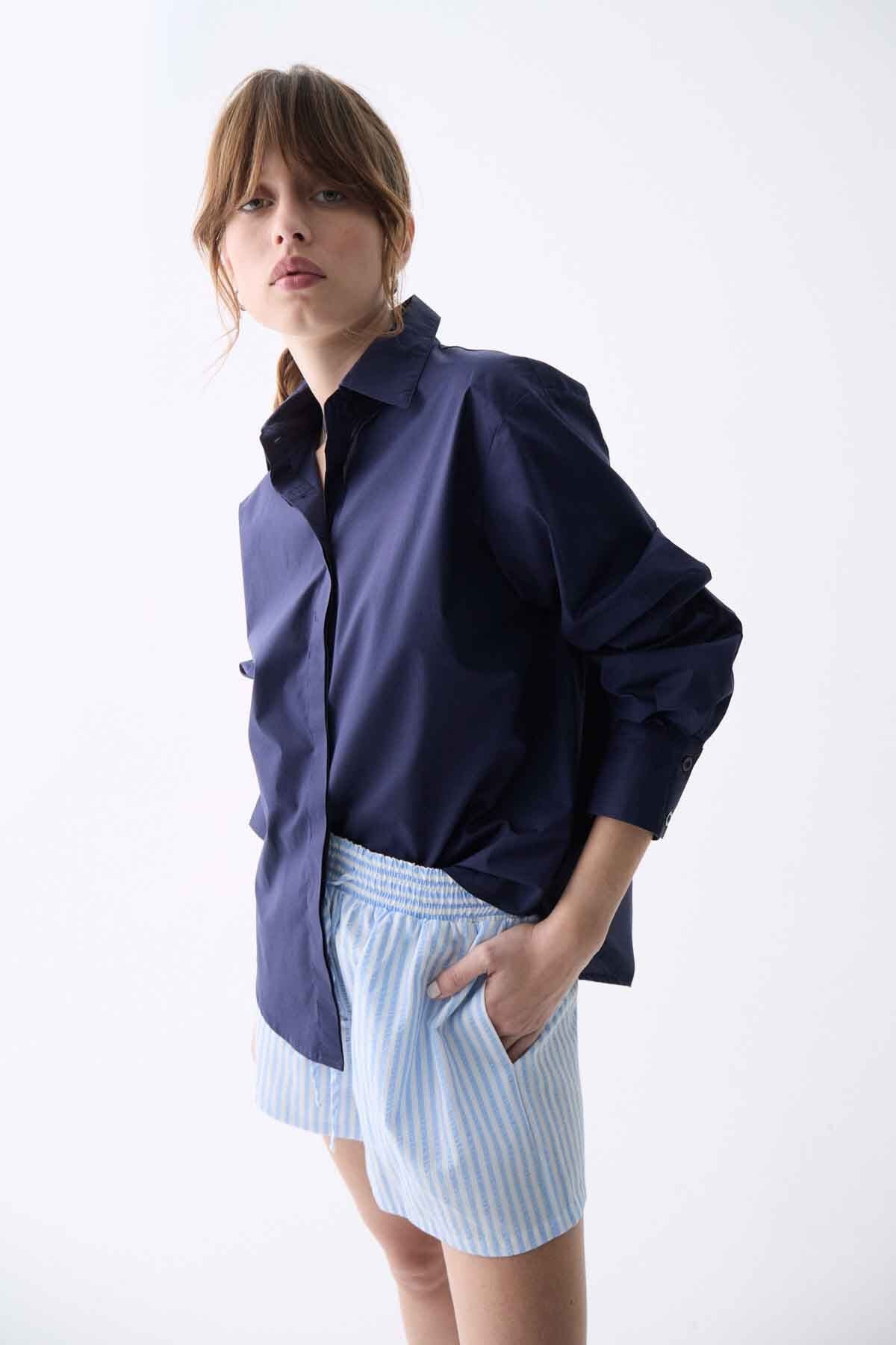 BLUE MARINE SHIRT, DELUC, navy button up shirt