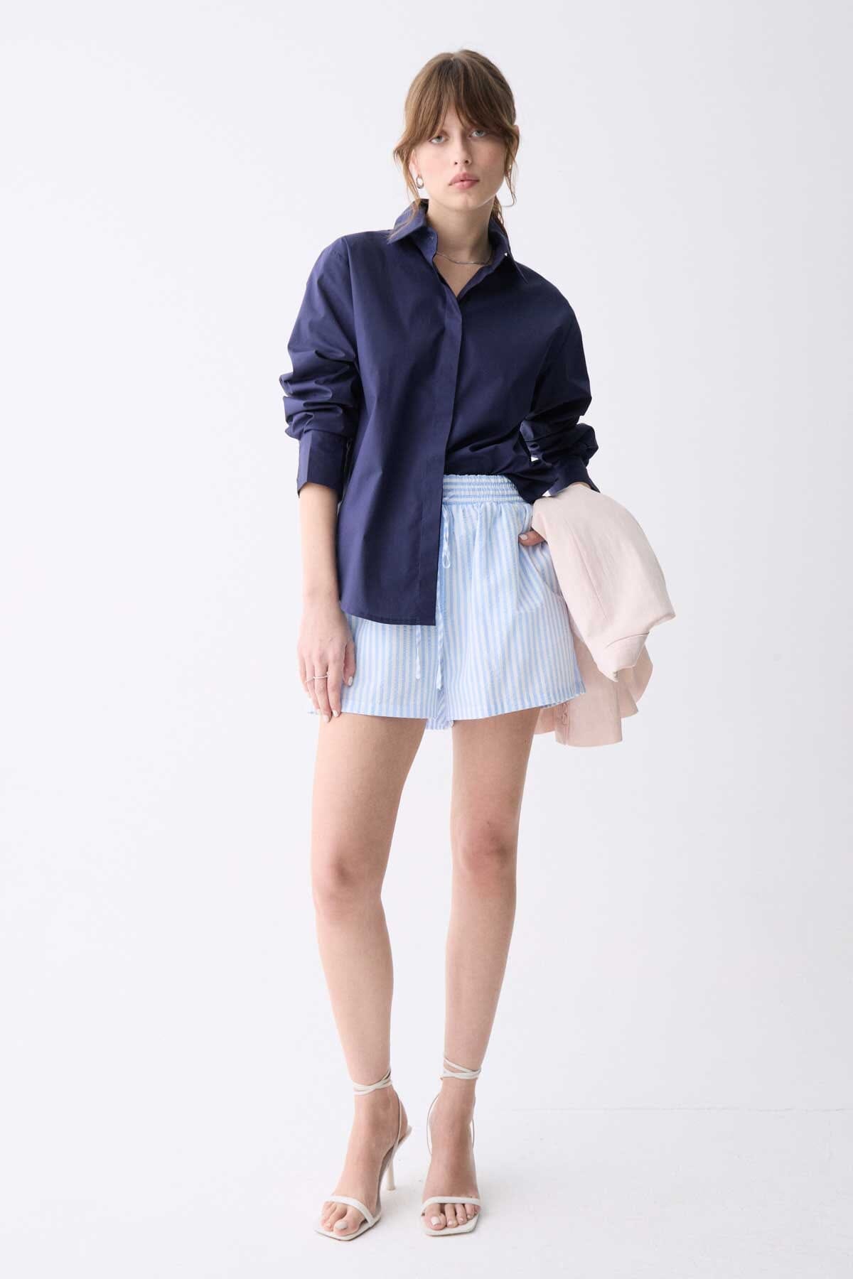 oversized navy shirt, everyday blue button down