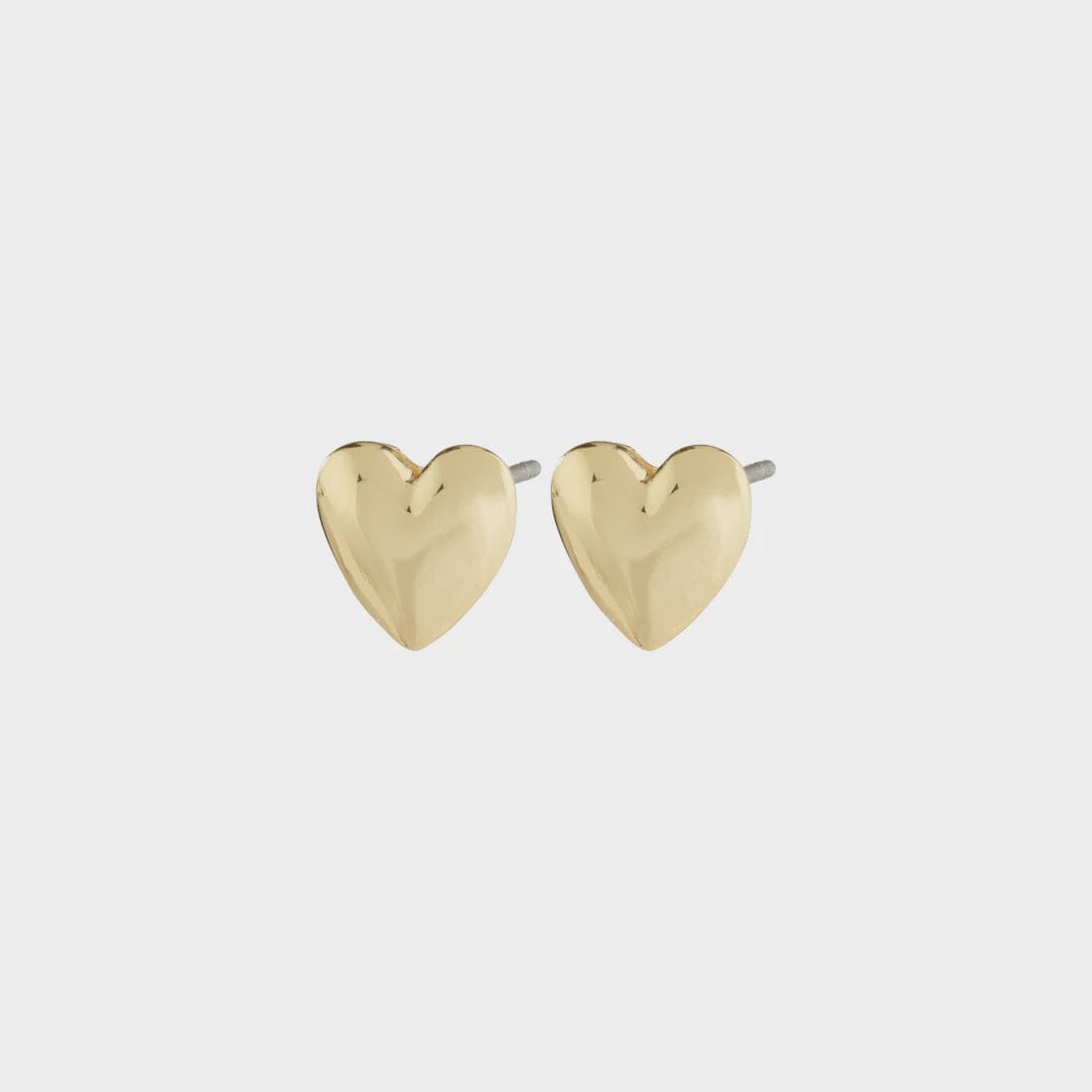 everyday gold heart jewelry, puffed heart stud earrings, classic gold heart earrings for women, shiny gold plated studs