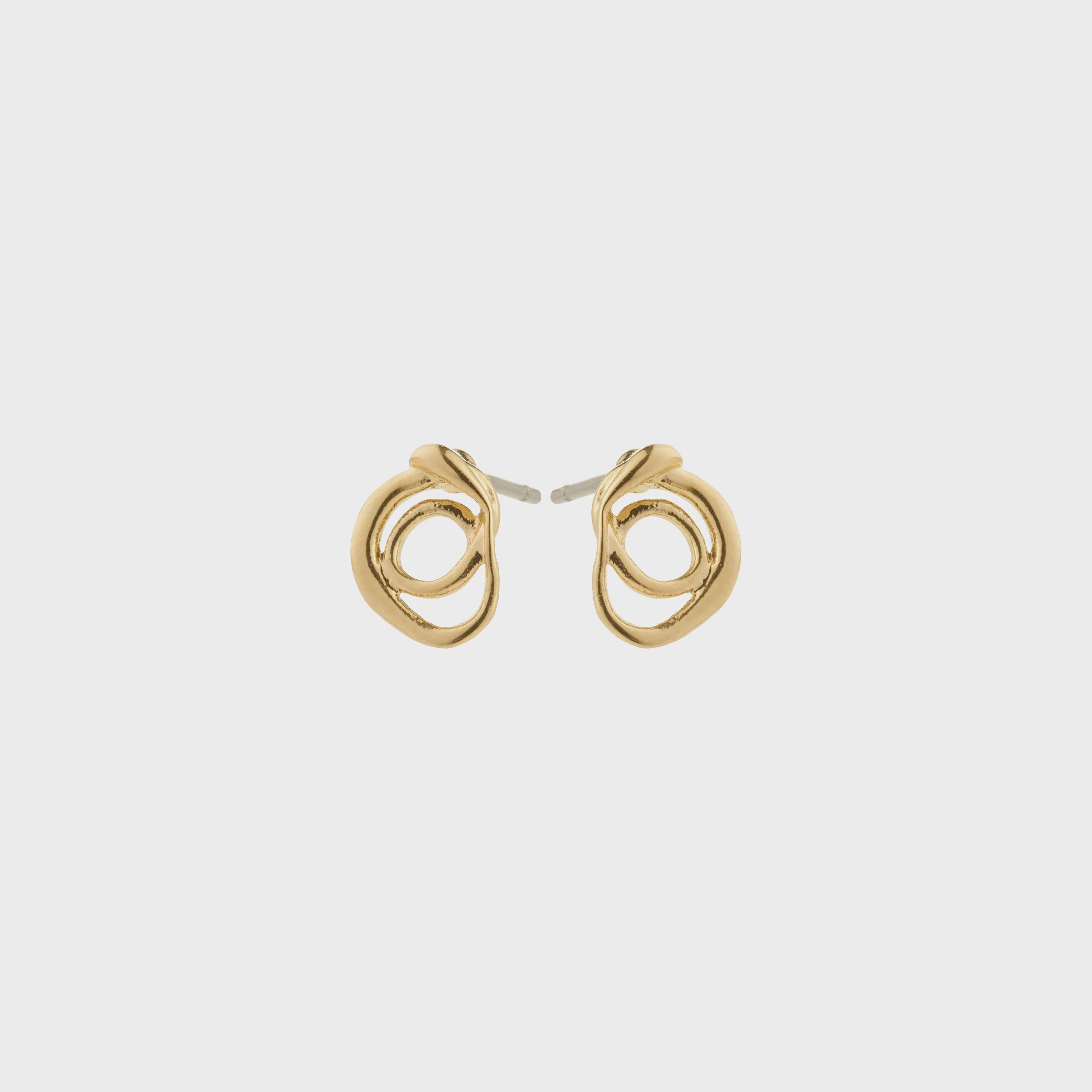 DIEGO GOLD EARRINGS, Jewelry PILGRIM, gold abstract stud earrings, modern sculptural gold jewelry, minimalist gold plated earrings, statement gold loop studs