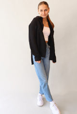 BLACK GAUZE LONG SLEEVE BUTTON DOWN Top RD STYLE 