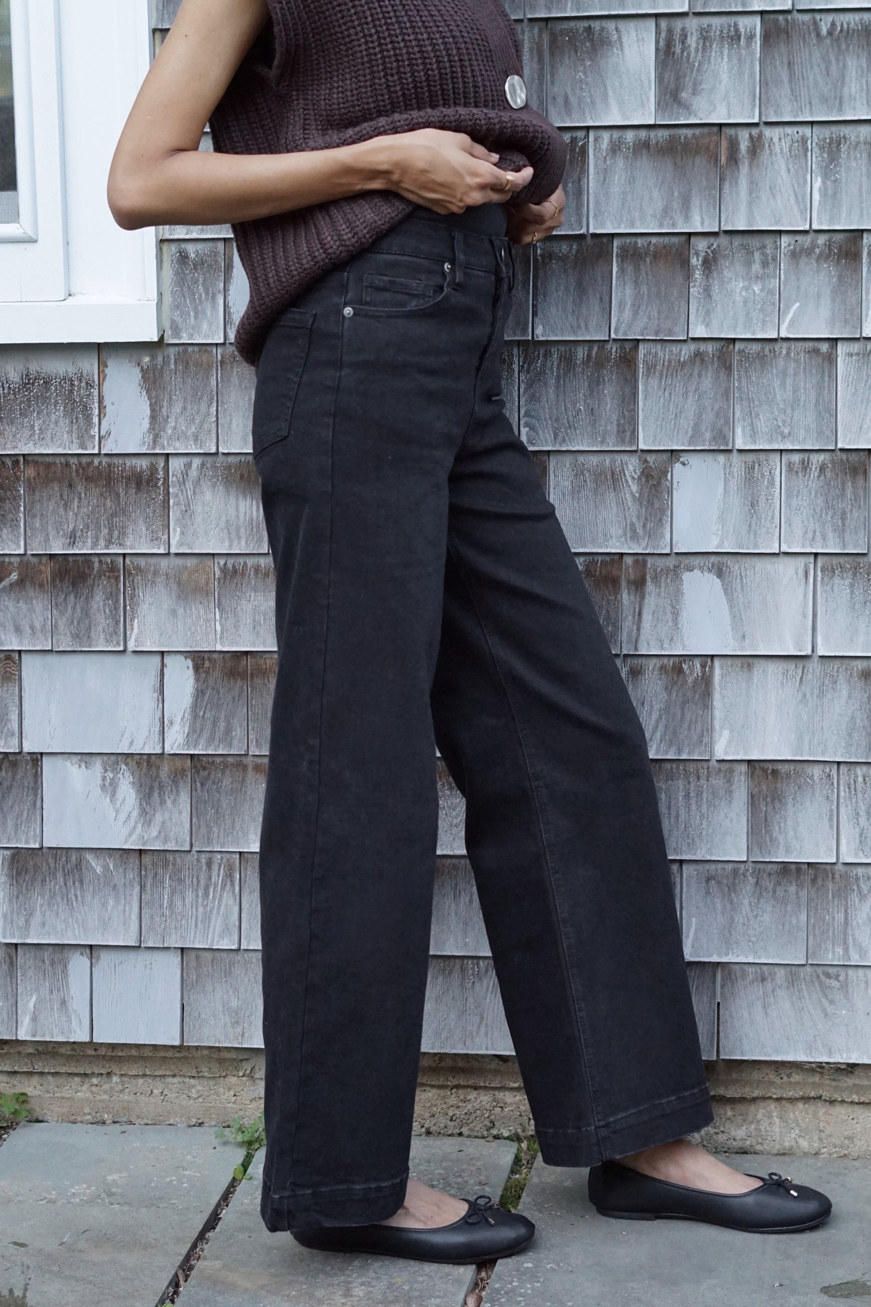 SLOANE STRETCH WIDE LEG JEAN- BLACK