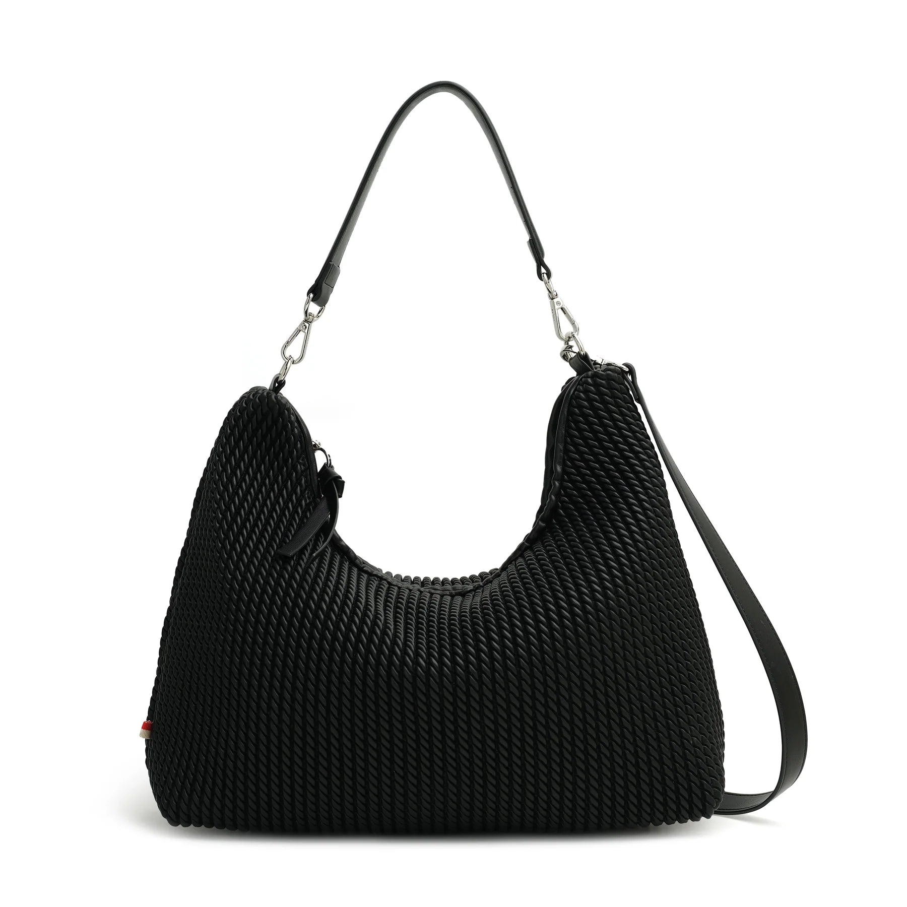 modern black shoulder purse, soft structure black bag, versatile black handbag women